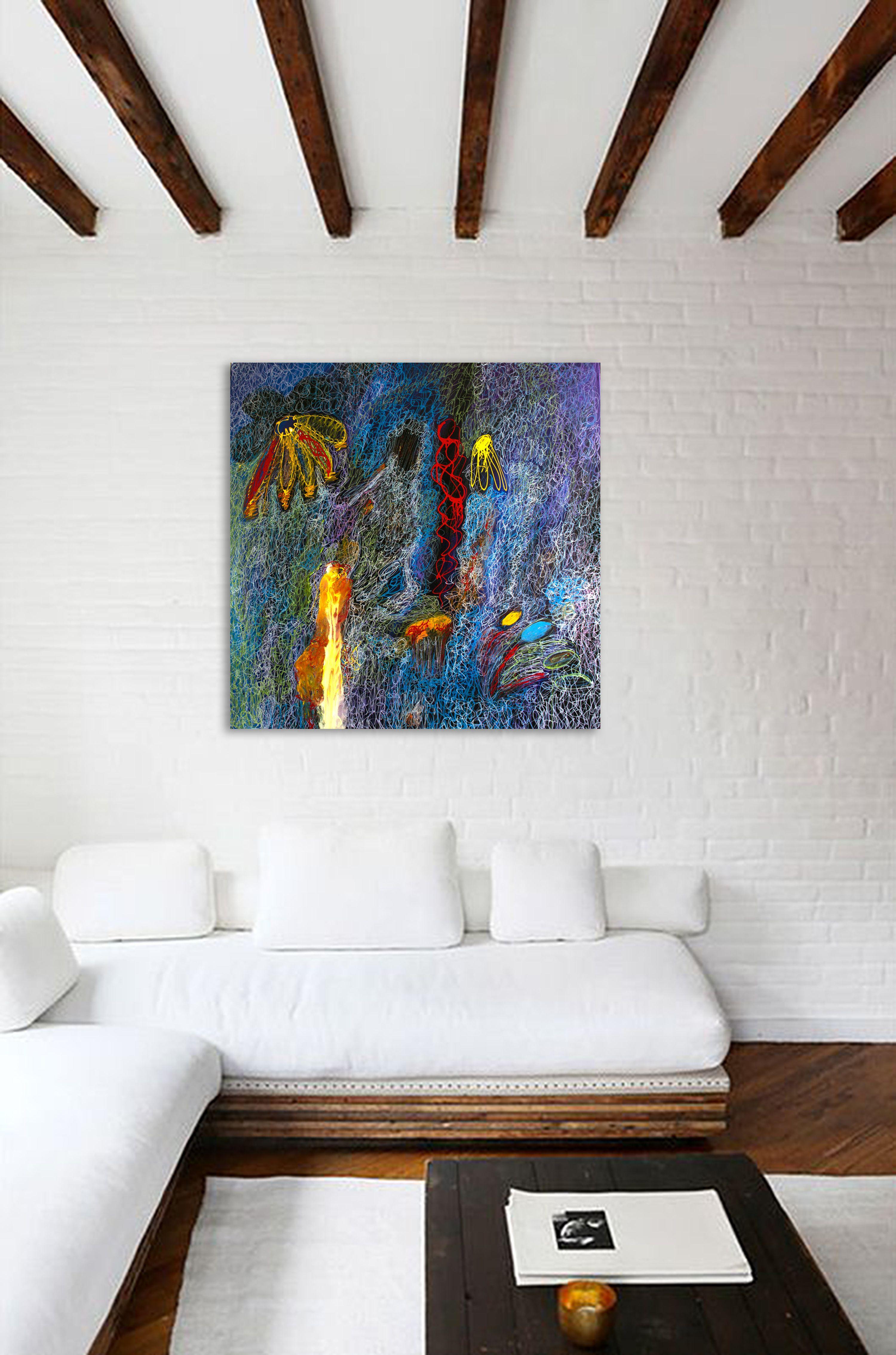 Mujer de amarillo, Pintura, Acrílico sobre lienzo - Painting de Nathalie Gribinski