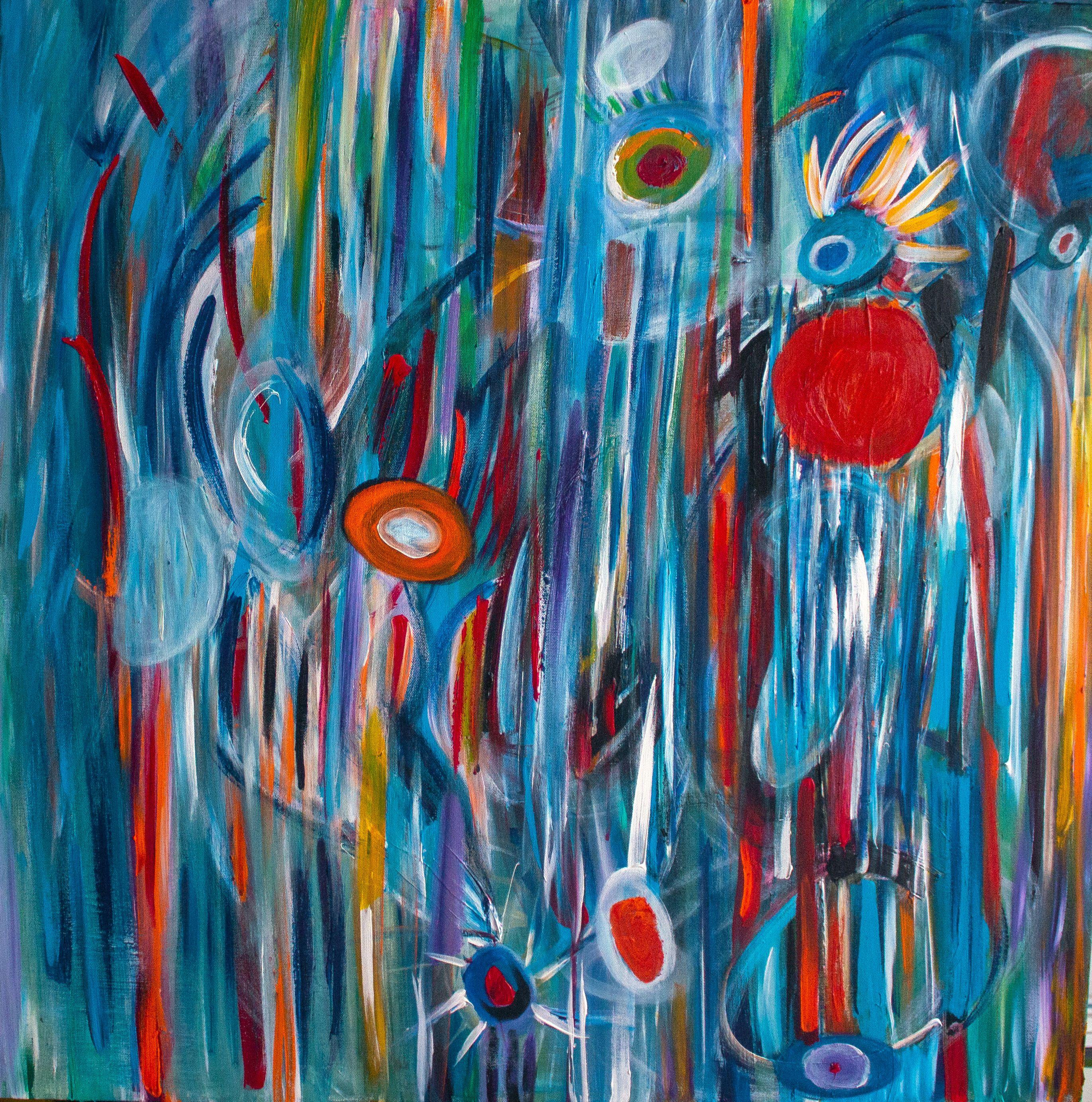 Nathalie Gribinski Abstract Painting - working the Line, Painting, Acrylic on Canvas