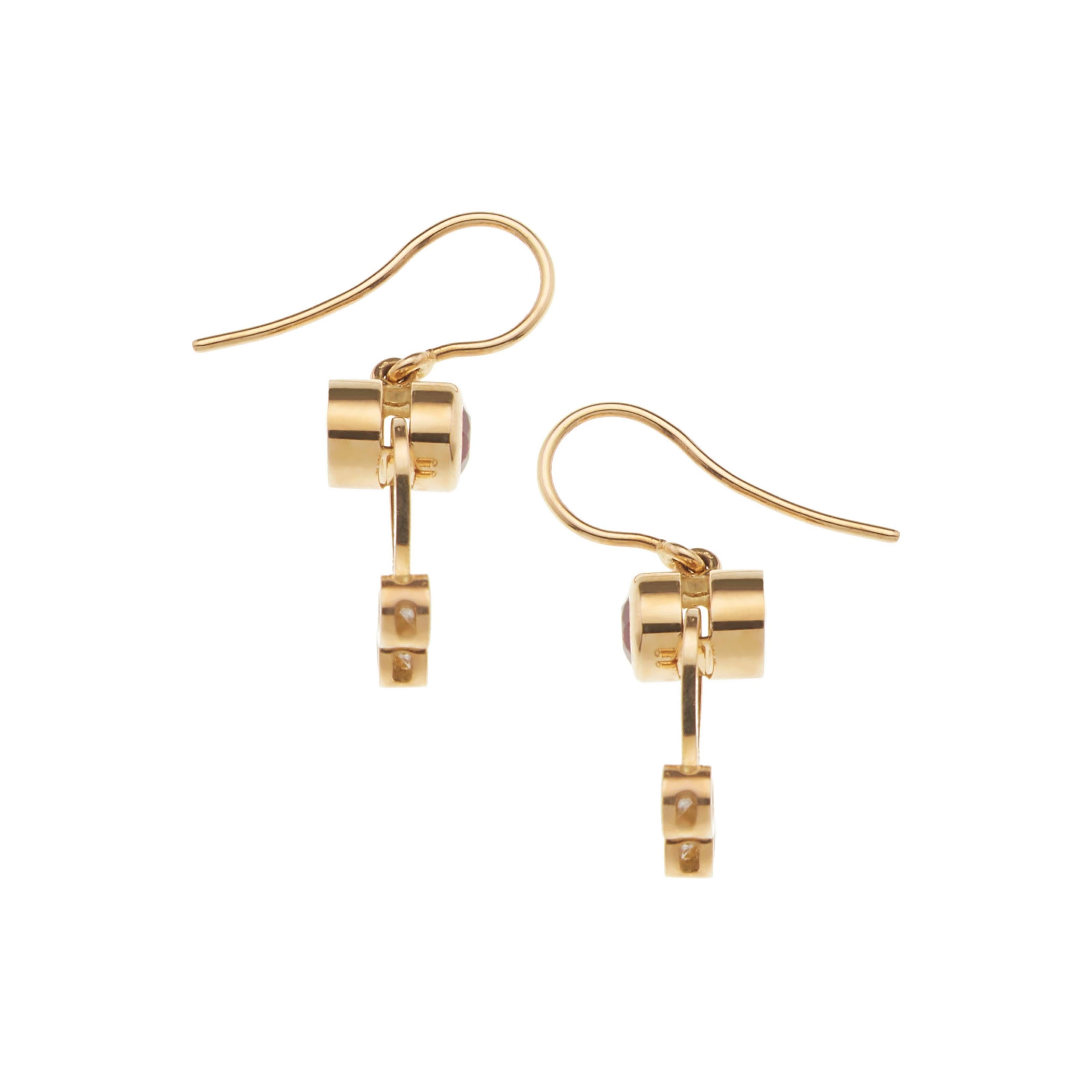 Nathalie Jean 0.2Carat Diamond Tourmaline Contemporary Gold Drop Dangle Earrings (Zeitgenössisch) im Angebot