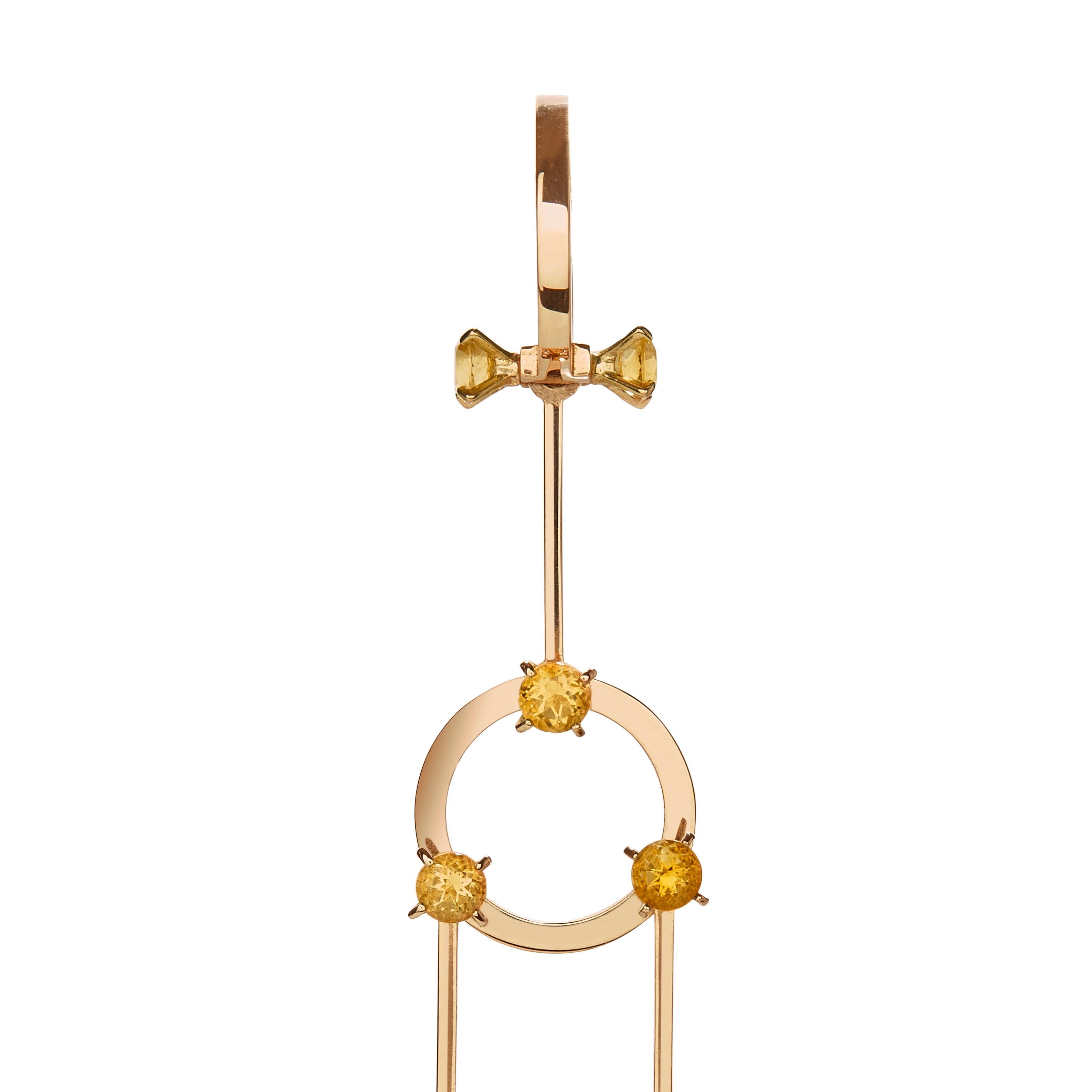 Contemporaneo Nathalie Jean Orecchini a lampadario in oro 18kt con diamante da 0,4 carati e citrino da 1,02 carati in vendita