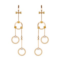 Nathalie Jean Orecchini a lampadario in oro 18kt con diamante da 0,4 carati e citrino da 1,02 carati