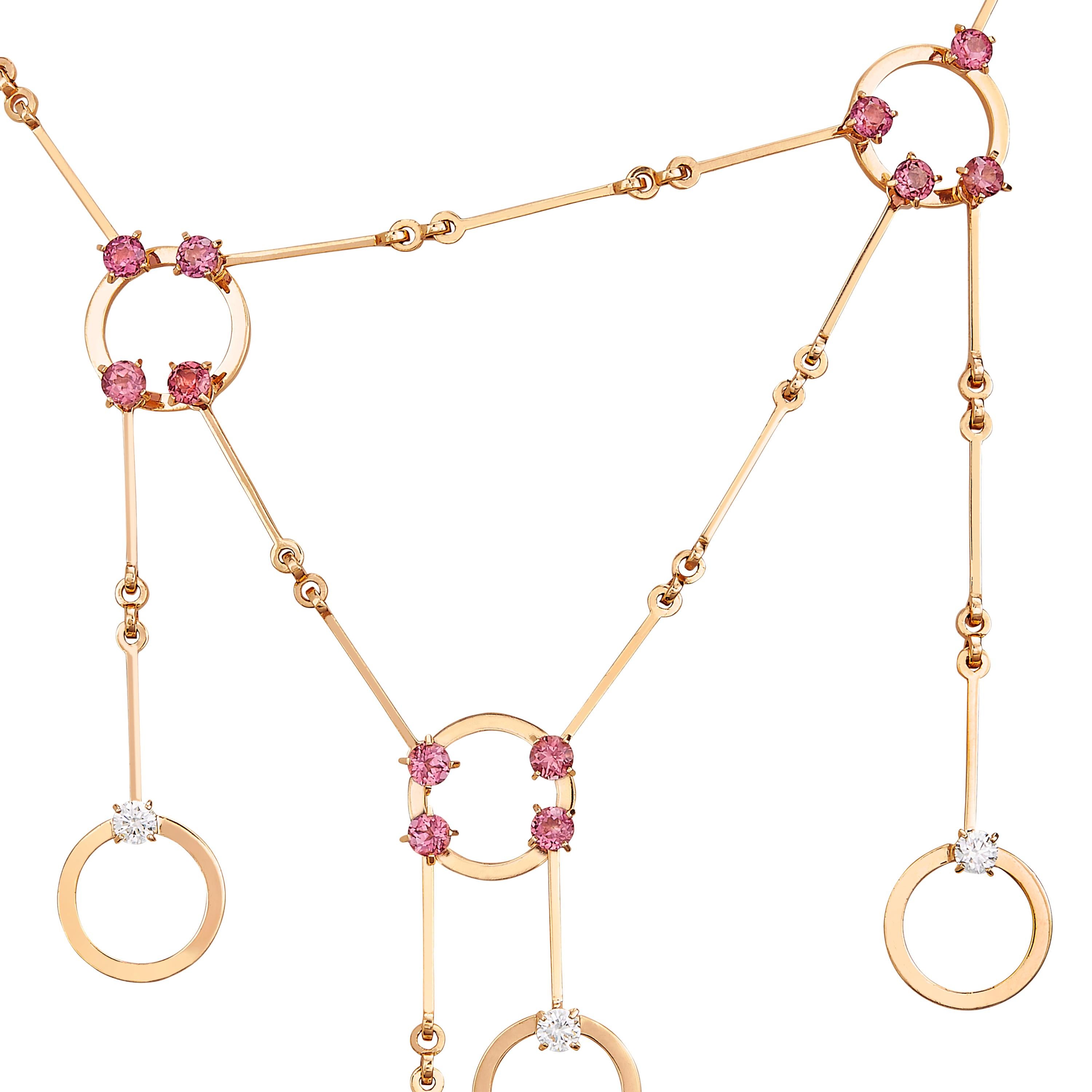 Contemporain Nathalie Jean Collier contemporain en or avec diamants de 0,4 carat et tourmaline de 1,50 carat en vente
