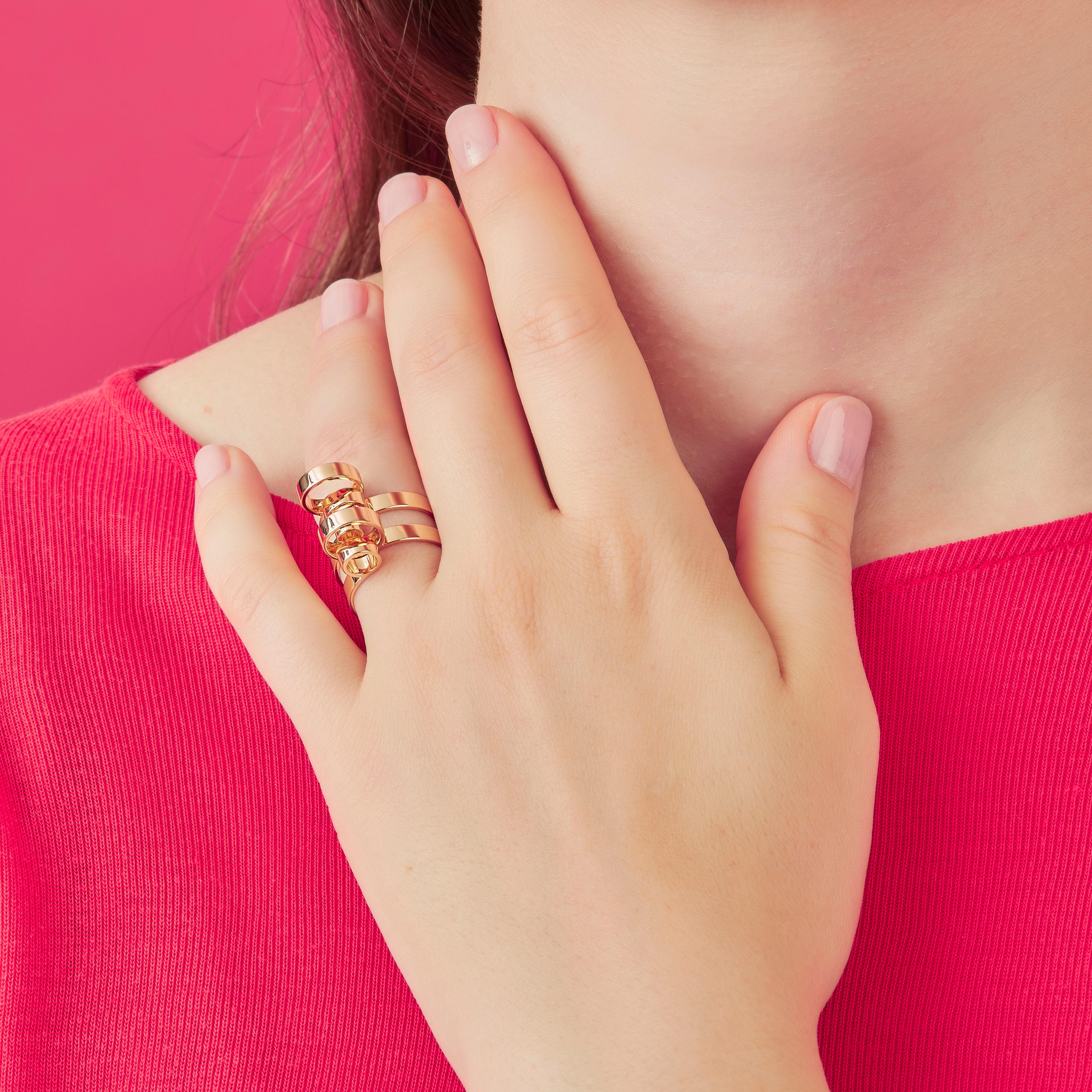 A Special Mother's Day Price for Special Mothers :)! 
Made by hand in Nathalie Jean Milan's studio, Ambika 5 Ring, a limited edition of five, is in 18 karat rosé gold, a warm, sophisticated color close to yellow gold. Carefully proportioned circles