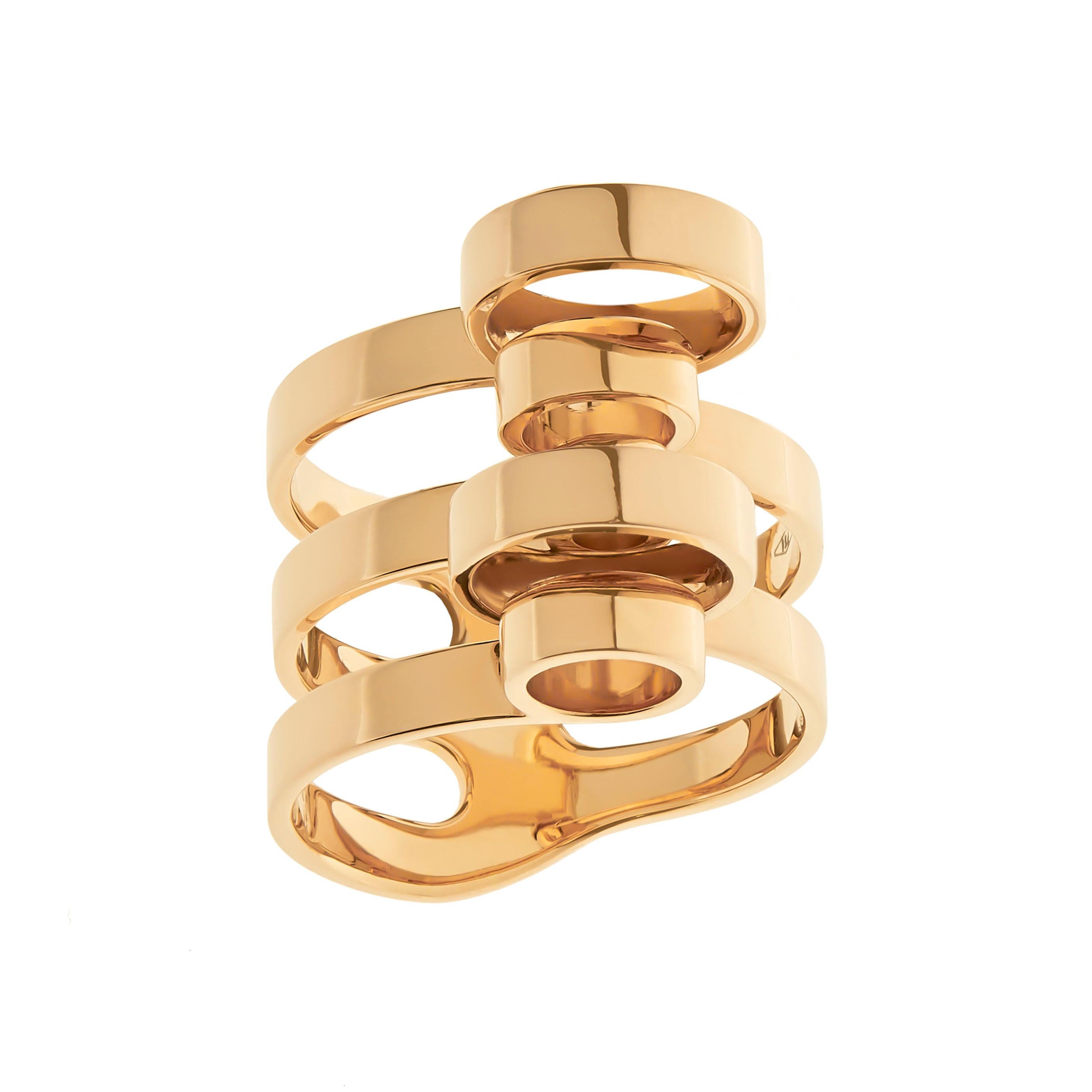 Women's or Men's Nathalie Jean 18 Karat Gold Contemporary Sculpture Cocktail Ring For Sale