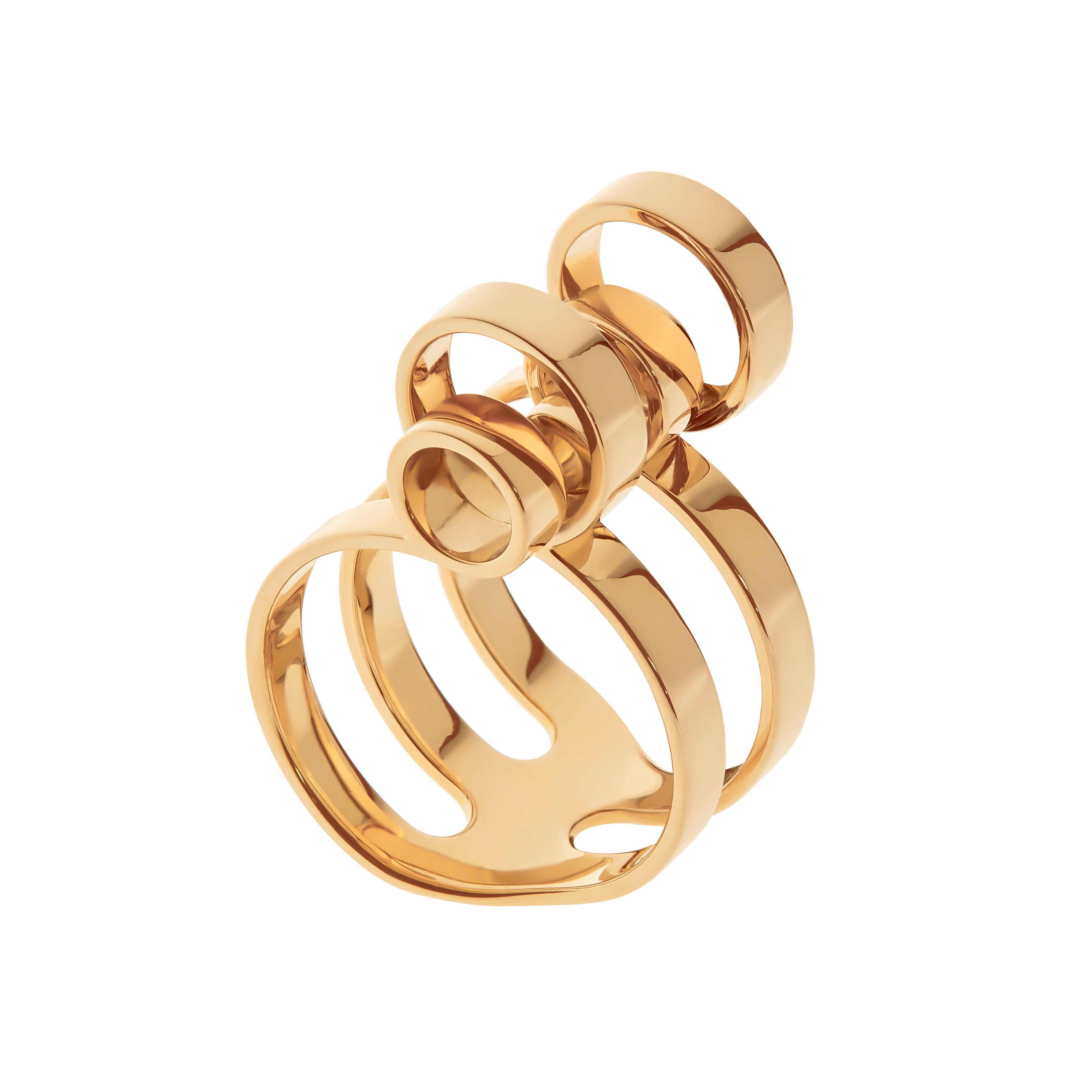 Nathalie Jean 18 Karat Gold Contemporary Sculpture Cocktail Ring For Sale 2