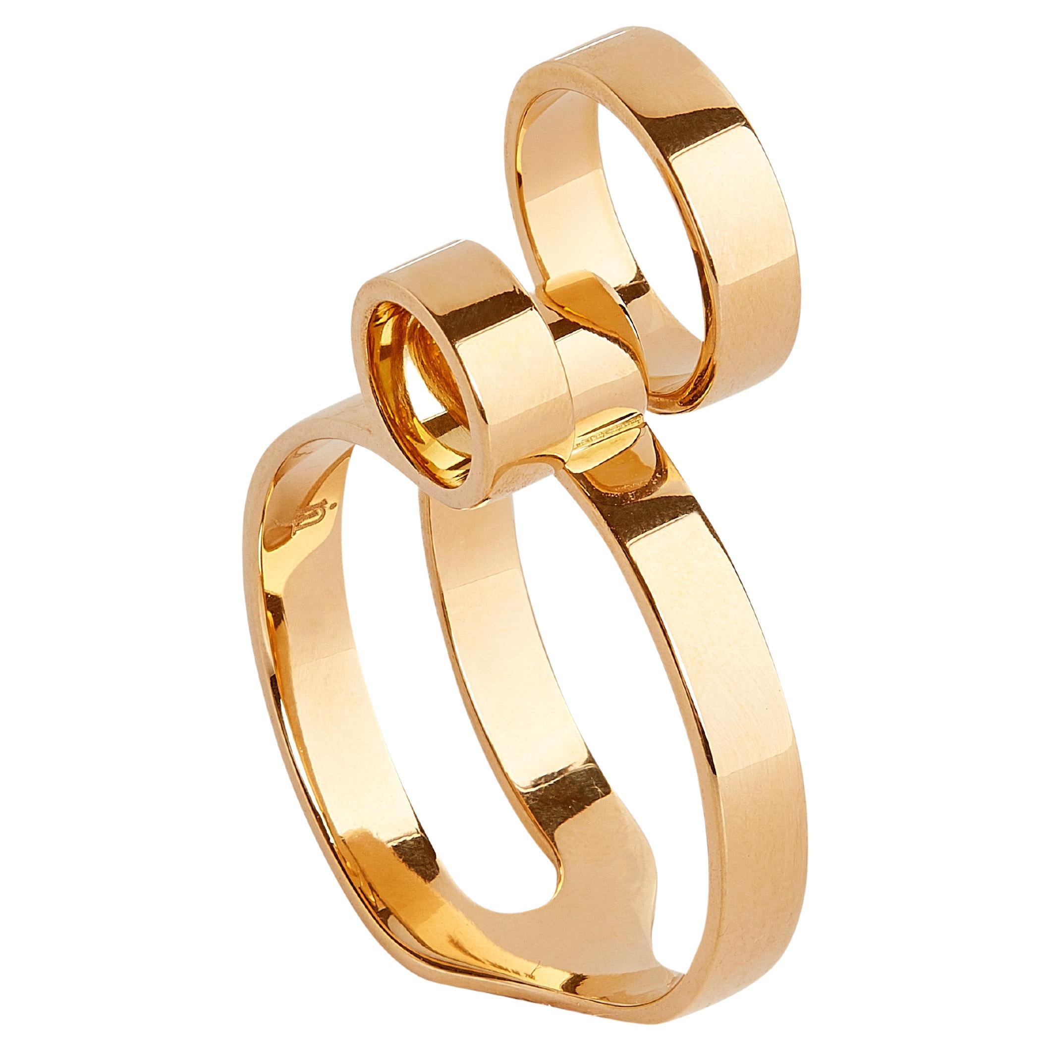 Nathalie Jean 18 Karat Gold Contemporary Sculpture Cocktail Ring