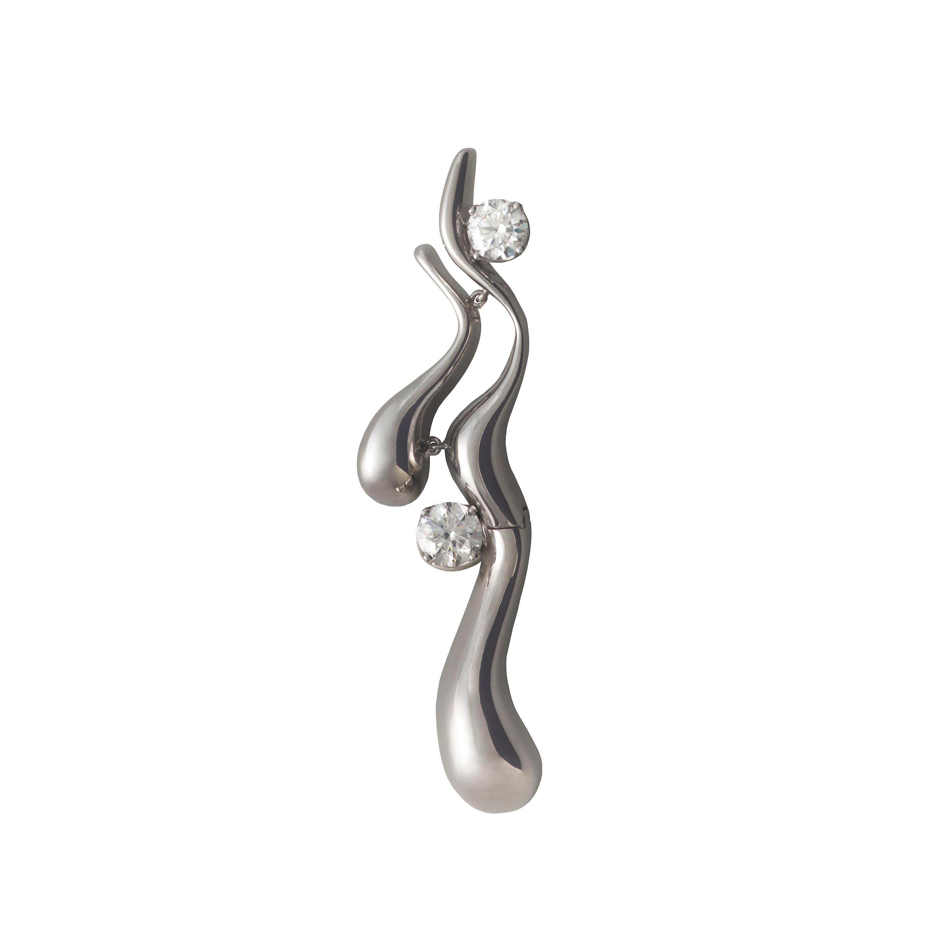 Contemporary Nathalie Jean 6.36 Carat Diamond2 Rhodium Plated Sterling Silver Drop Earrings For Sale