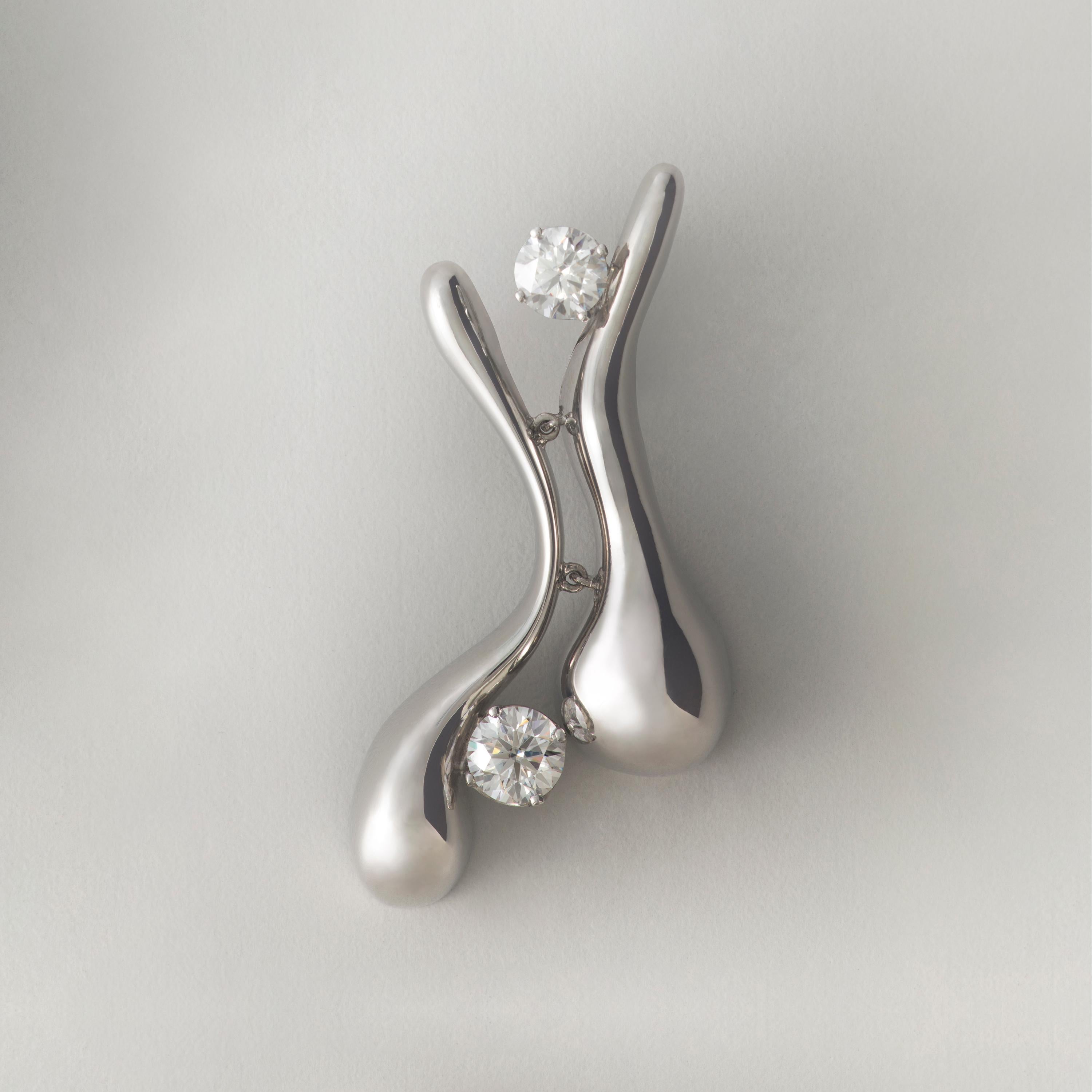 Nathalie Jean 6.36 Carat Diamond2 Rhodium Plated Sterling Silver Drop Earrings For Sale 2