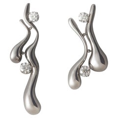 Nathalie Jean 6.36 Carat Diamond2 Rhodium Plated Sterling Silver Drop Earrings