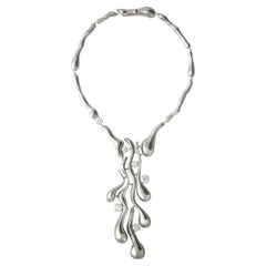 Nathalie Jean 8.46 Carat Diamond2 Rhodium Plated Sterling Silver Drop Necklace