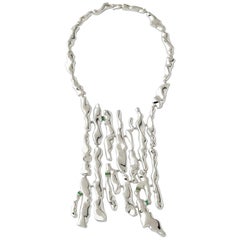 Nathalie Jean Turmalin mit Baguetteschliff Rhodinierte Sterling Silber Halskette