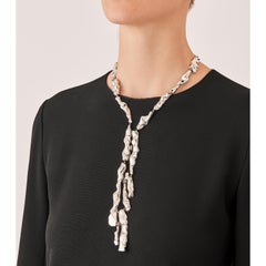 Nathalie Jean Baguette Tourmaline Rhodium Plated Sterling Silver Drop Necklace