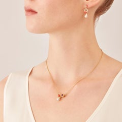 Nathalie Jean Diamond Tourmaline Pearl 18k Gold Cosmos Pendant Necklace