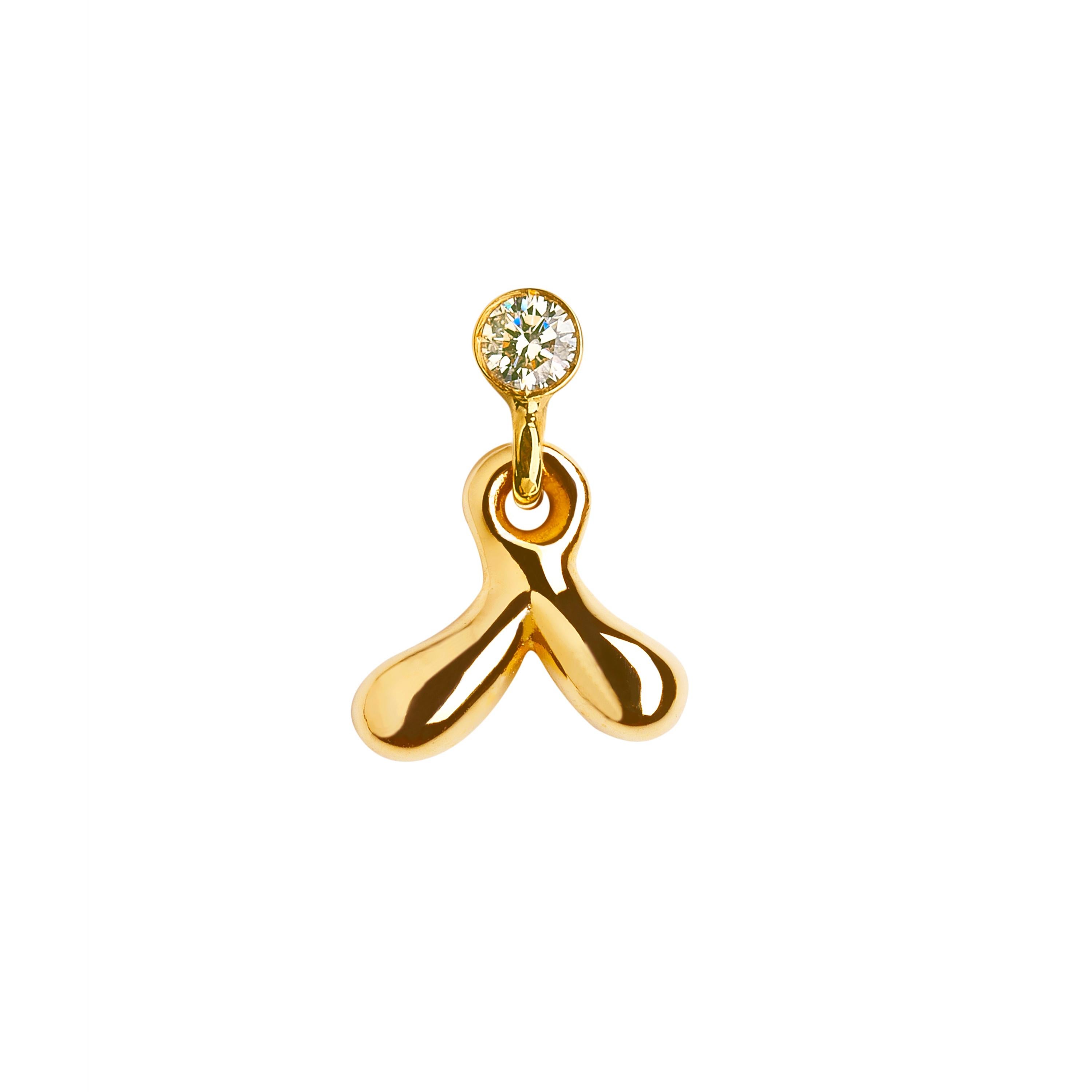 Nathalie Jean Contemporary Natural Style Diamond Gold Dangle Stud Earrings In New Condition For Sale In Milan, Lombardia