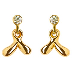 Nathalie Jean Contemporary Natural Style Diamond Gold Dangle Stud Earrings