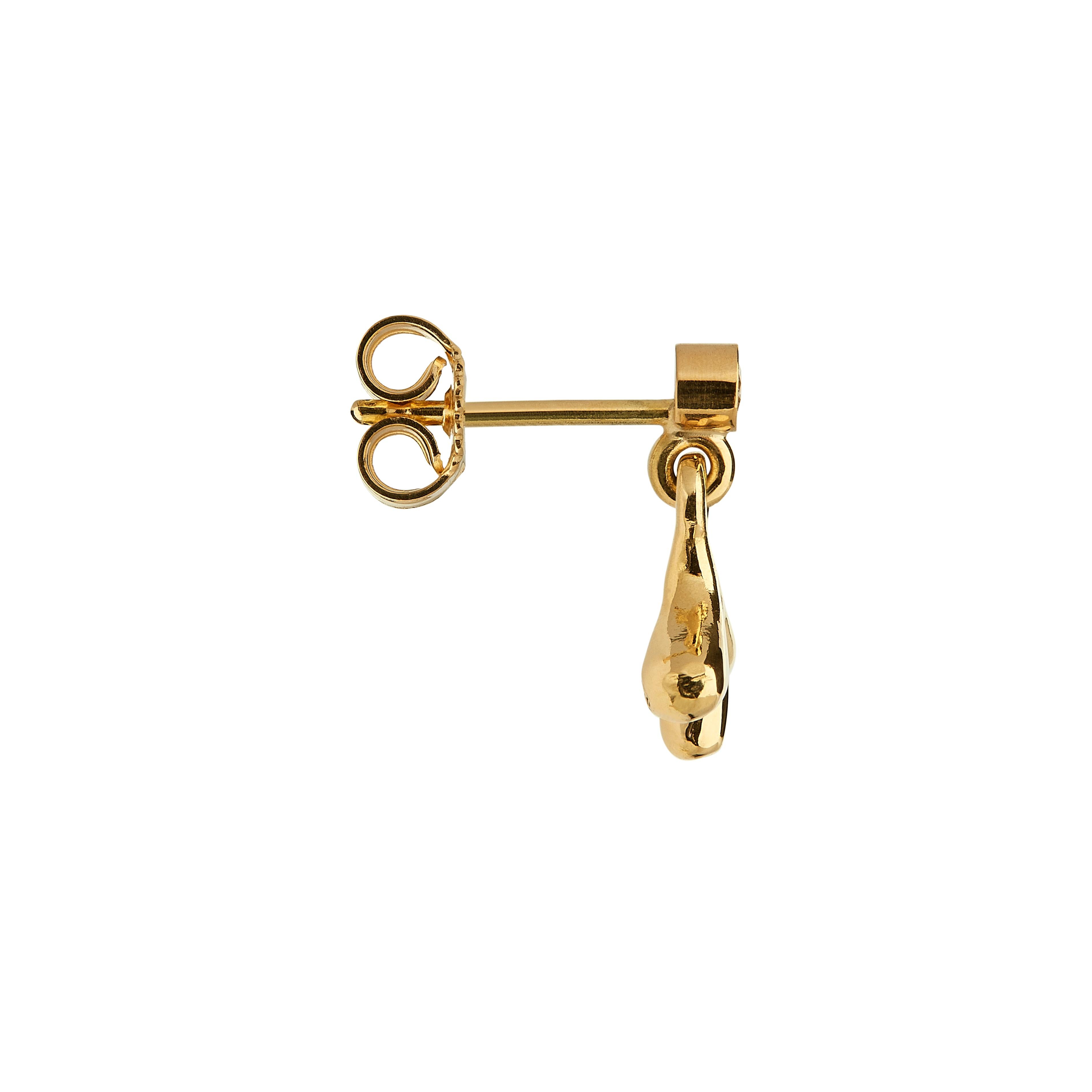 Round Cut Nathalie Jean Contemporary Natural Style Diamond Gold Drop Dangle Earrings For Sale