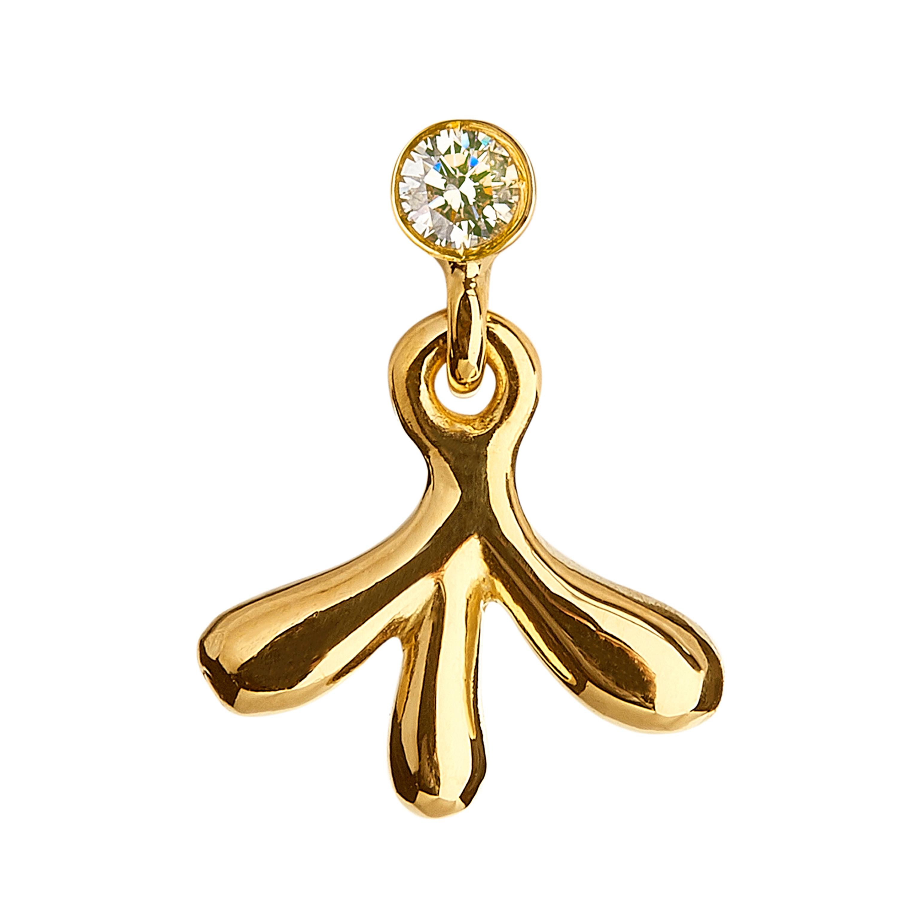 Round Cut Nathalie Jean Contemporary 0, 10 Carat Diamond Gold Pendant Dangle Stud Earrings For Sale