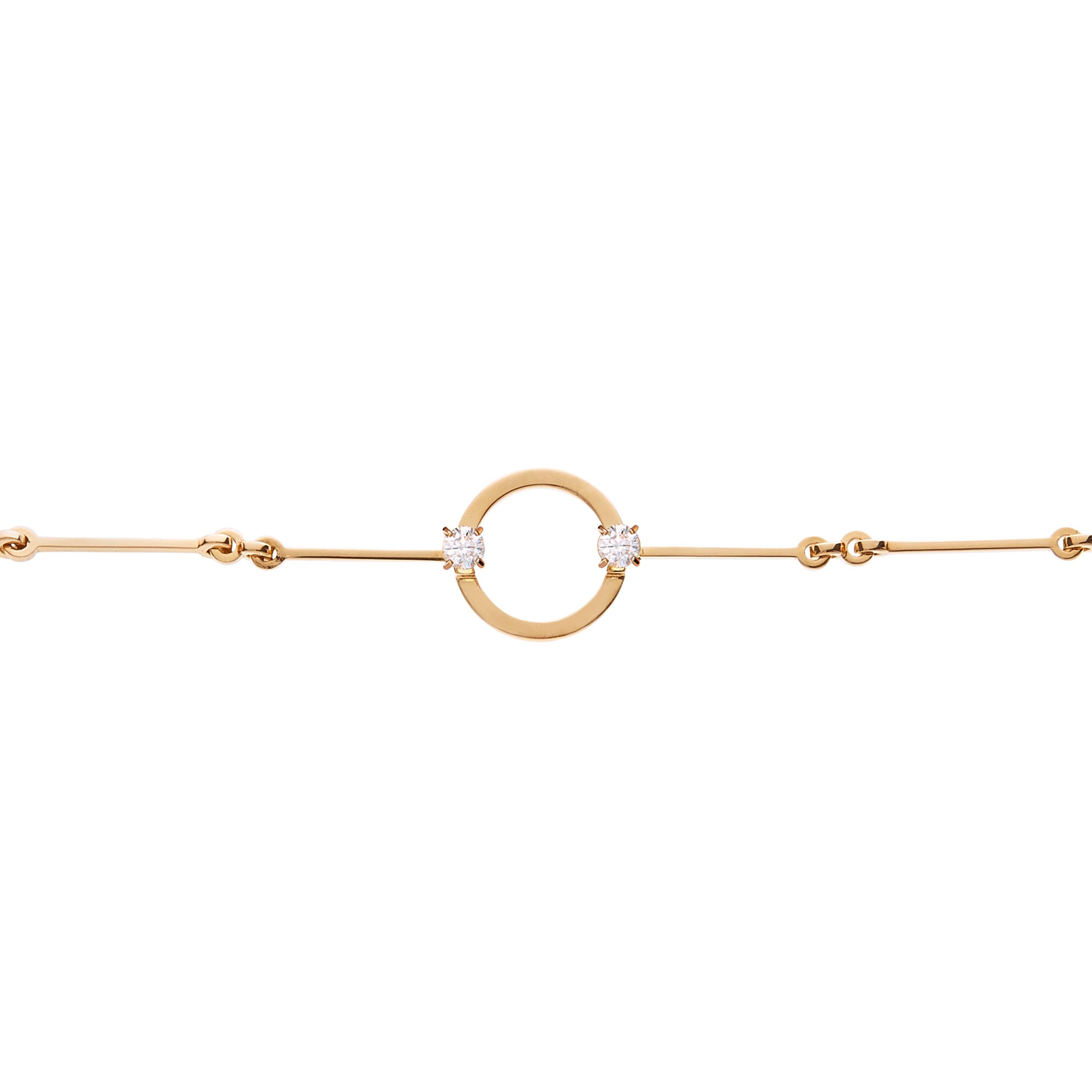 Round Cut Nathalie Jean Contemporary 0.2 Carat Diamond Gold Drop Link Bracelet For Sale