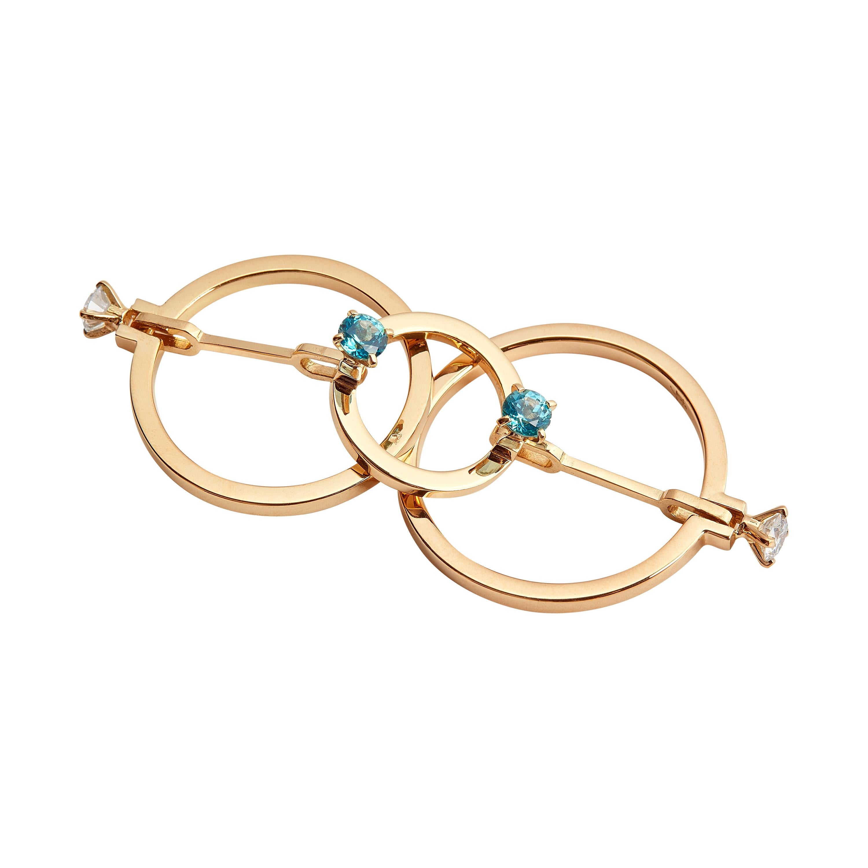 Nathalie Jean Contemporary 0.20 Carat Diamond 0.26 Carat Paraiba Topaz Gold Ring For Sale 1
