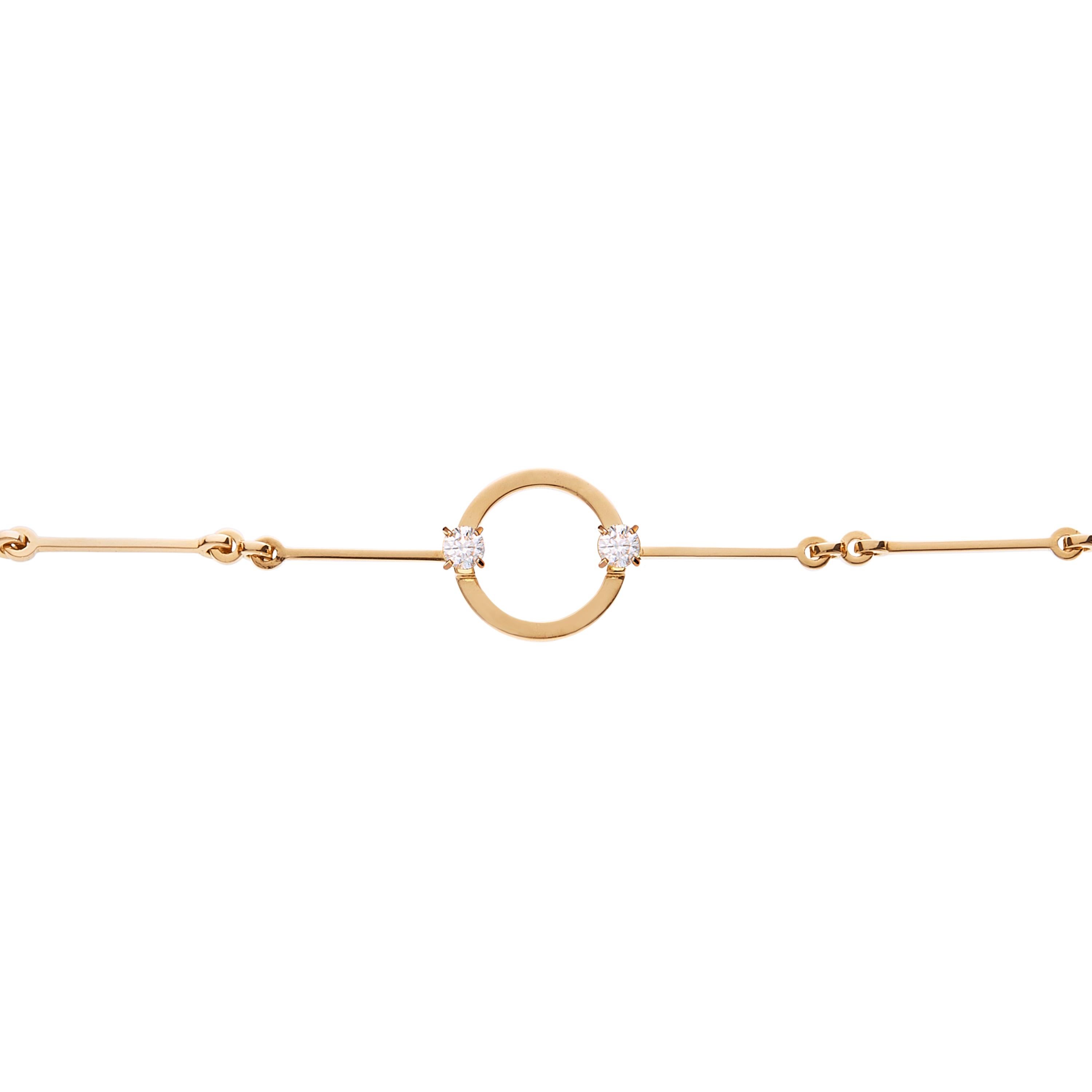 Nathalie Jean Contemporary 0.20 Carat Diamond 18kt Gold Drop Link Chain Bracelet In New Condition For Sale In Milan, Lombardia