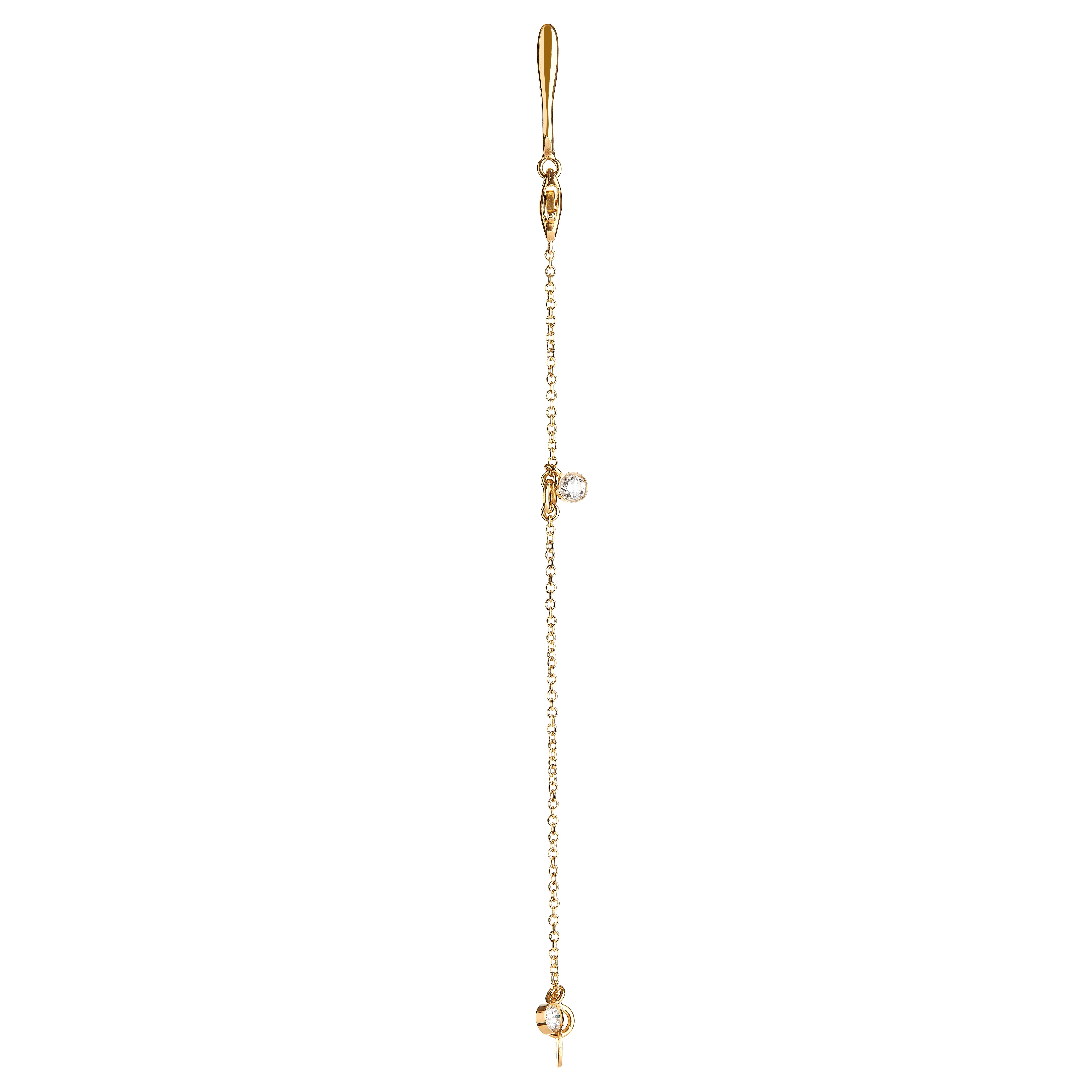 Round Cut Nathalie Jean Contemporary 0.22 Carat Diamond Gold Pendant Drop Earring For Sale