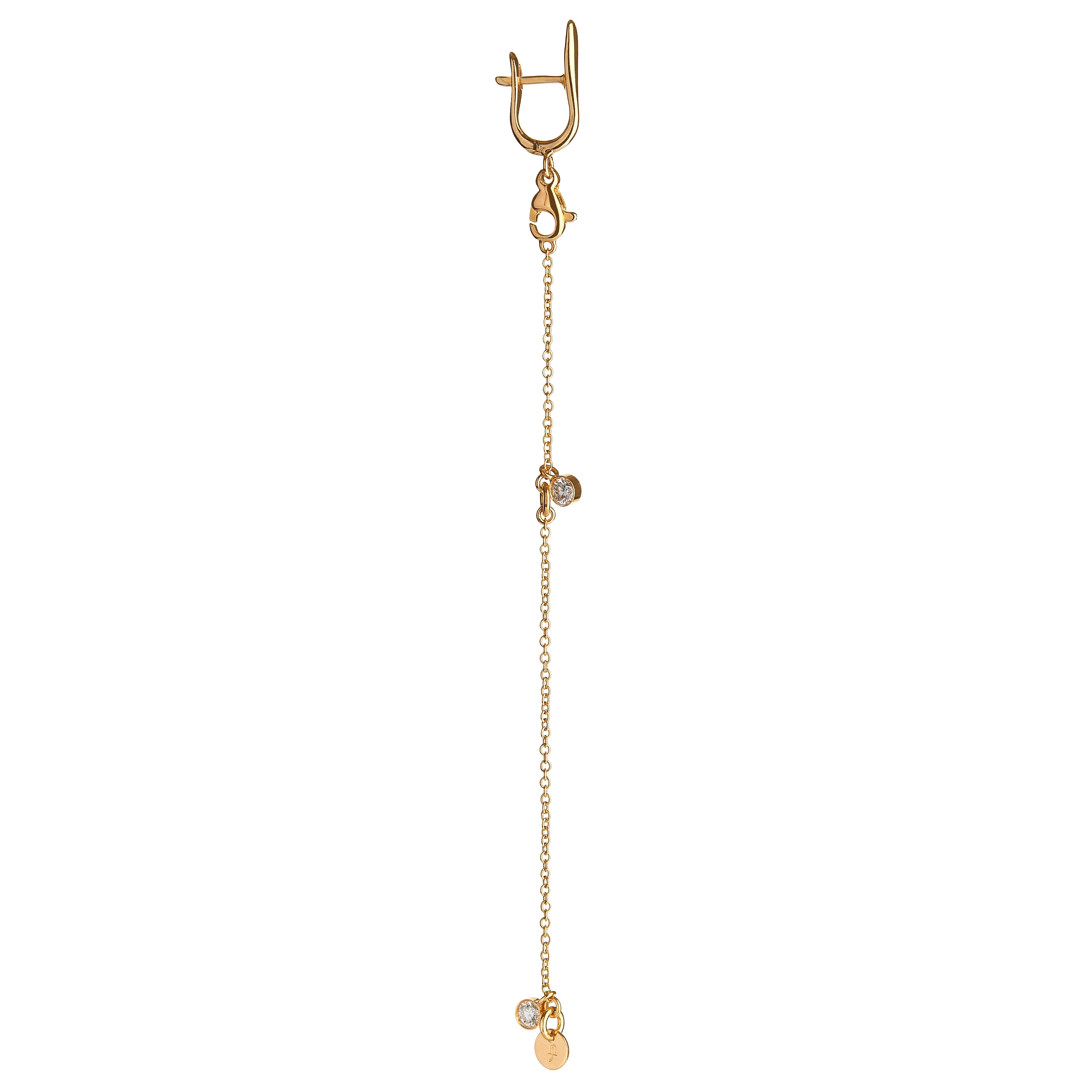 Nathalie Jean Contemporary 0.22 Carat Diamond Gold Pendant Drop Earring In New Condition For Sale In Milan, Lombardia