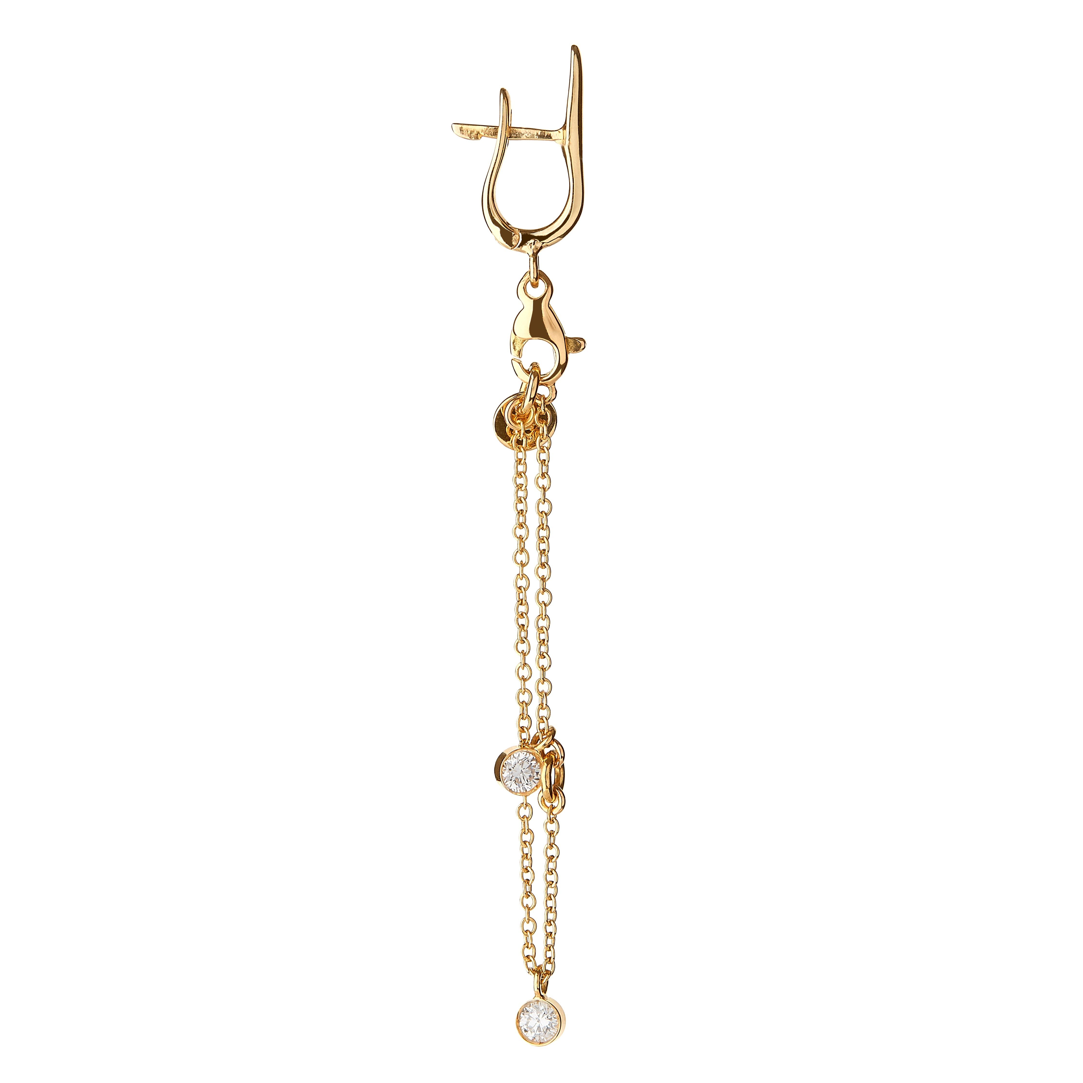 Nathalie Jean Contemporary 0.22 Carat Diamond Gold Pendant Drop Earring For Sale 2