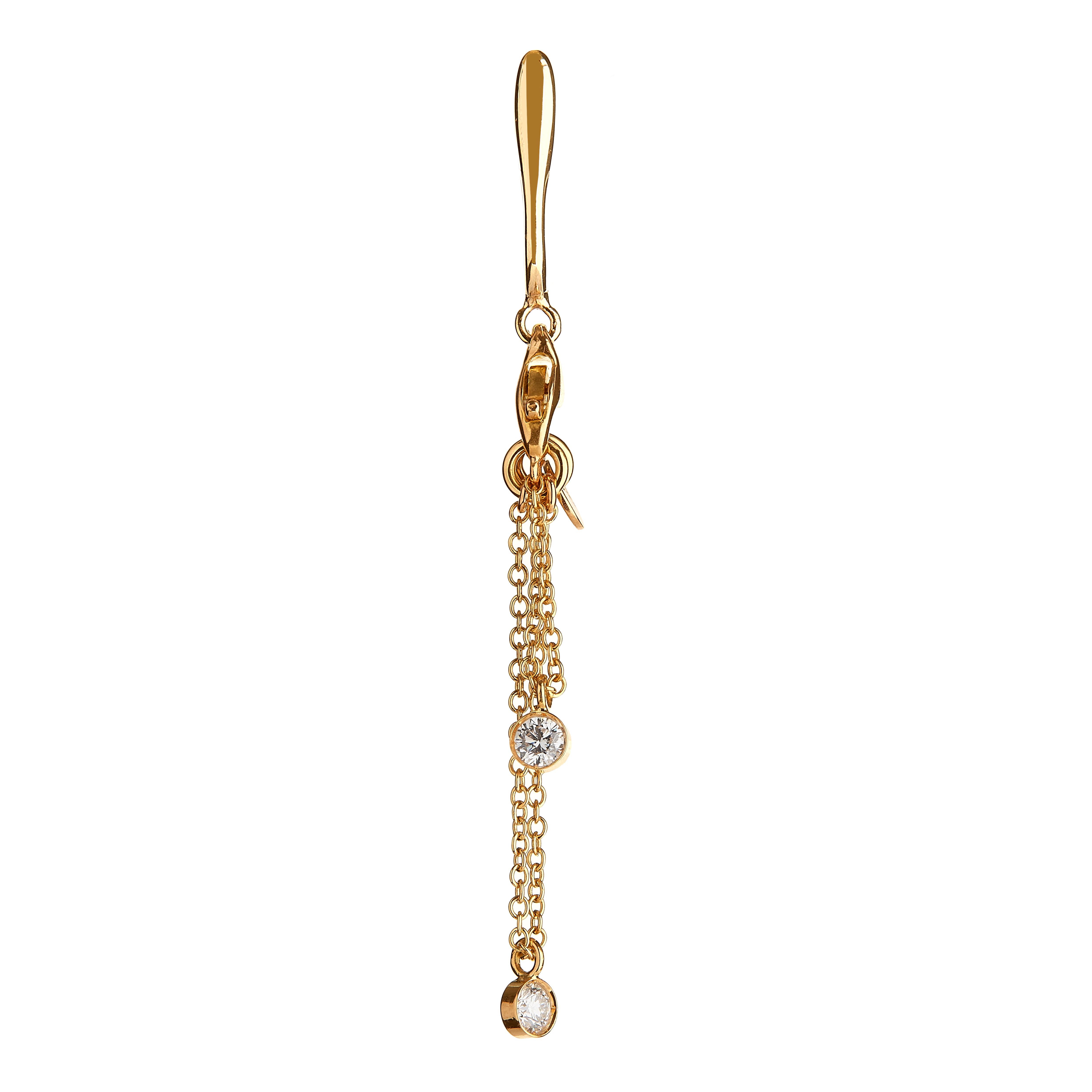 Nathalie Jean Contemporary 0.22 Carat Diamond Gold Pendant Drop Earring For Sale 3