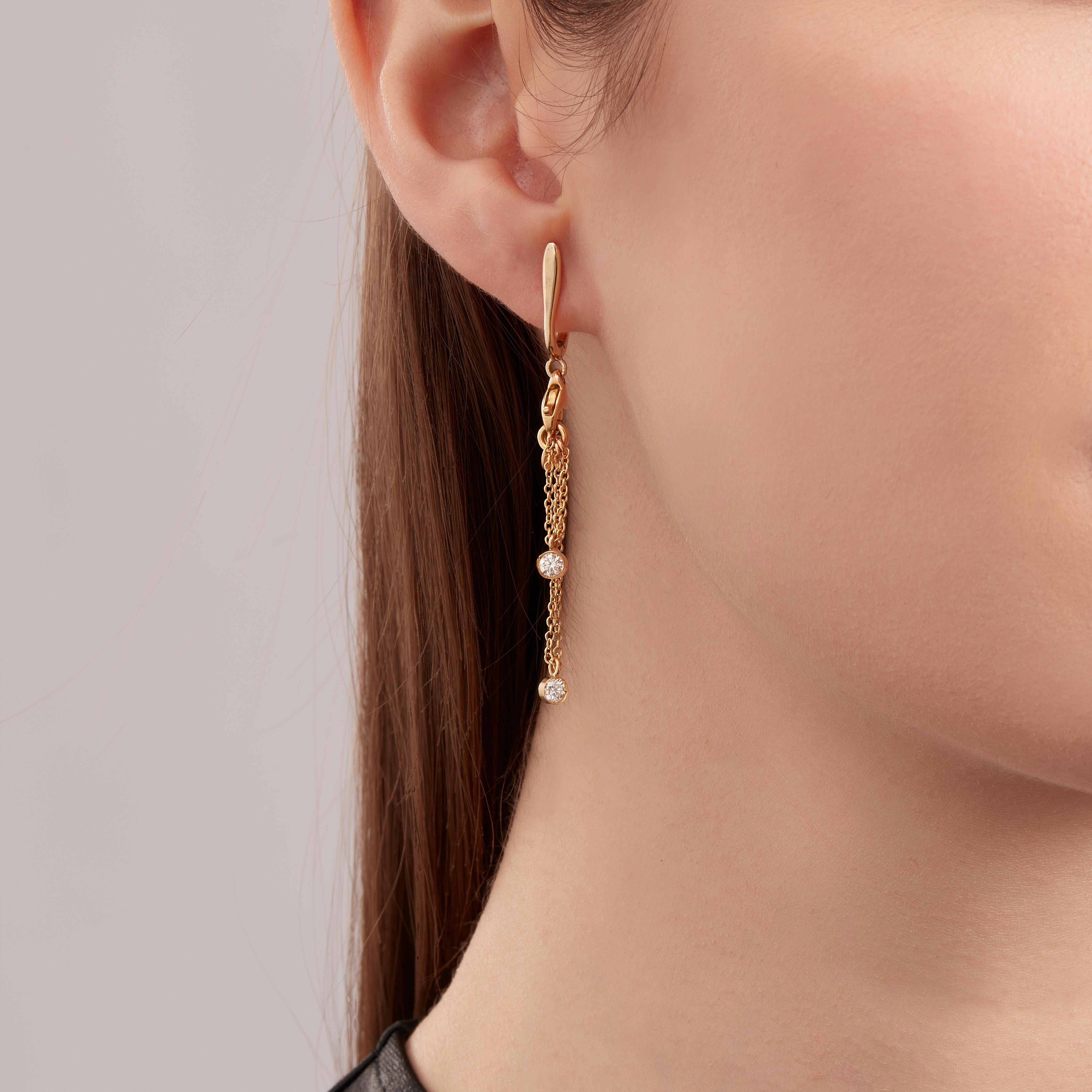 Nathalie Jean Contemporary 0.22 Carat Diamond Gold Pendant Drop Earring For Sale 1