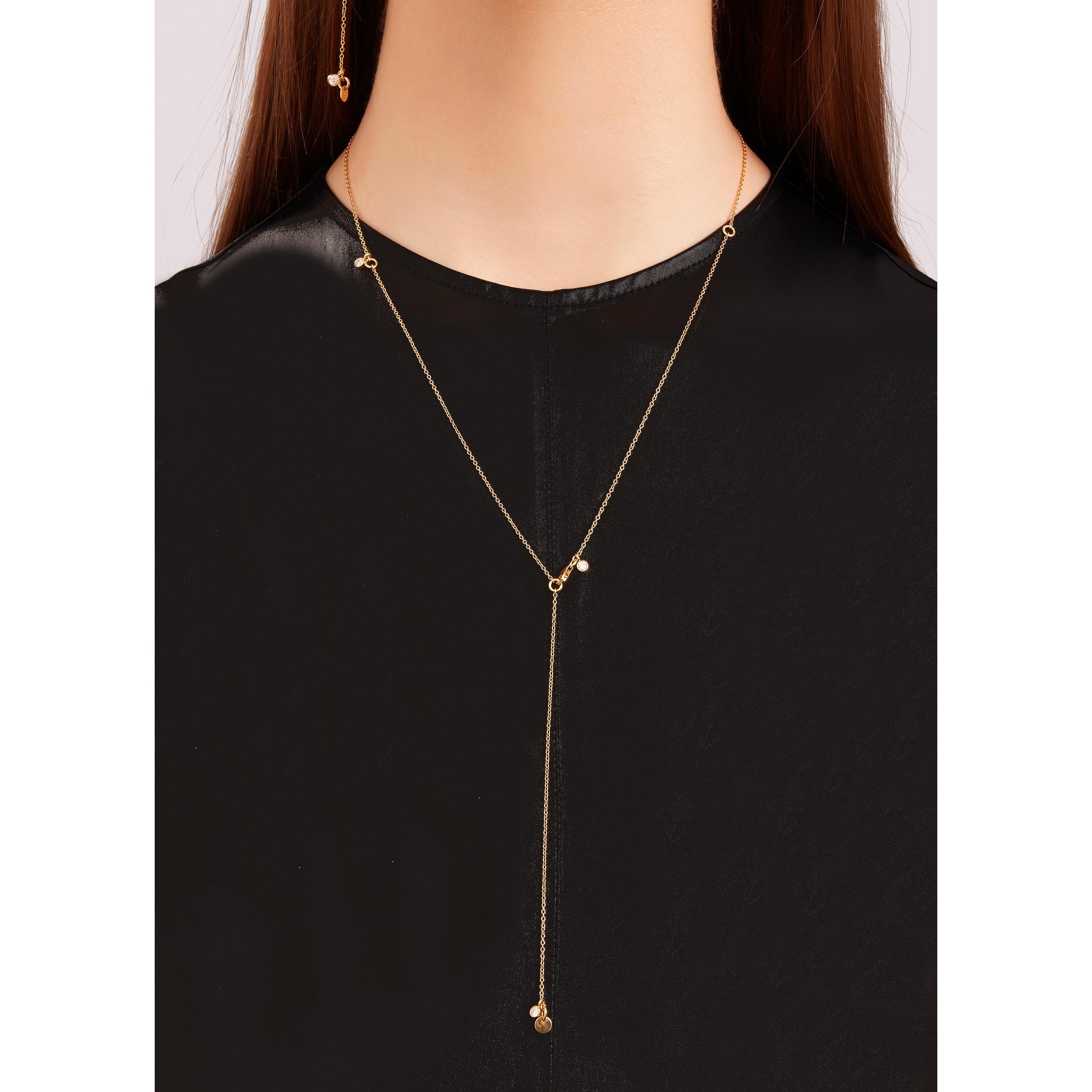 Round Cut Nathalie Jean Contemporary 0.33 Carat Diamond Gold Pendant Chain Necklace For Sale