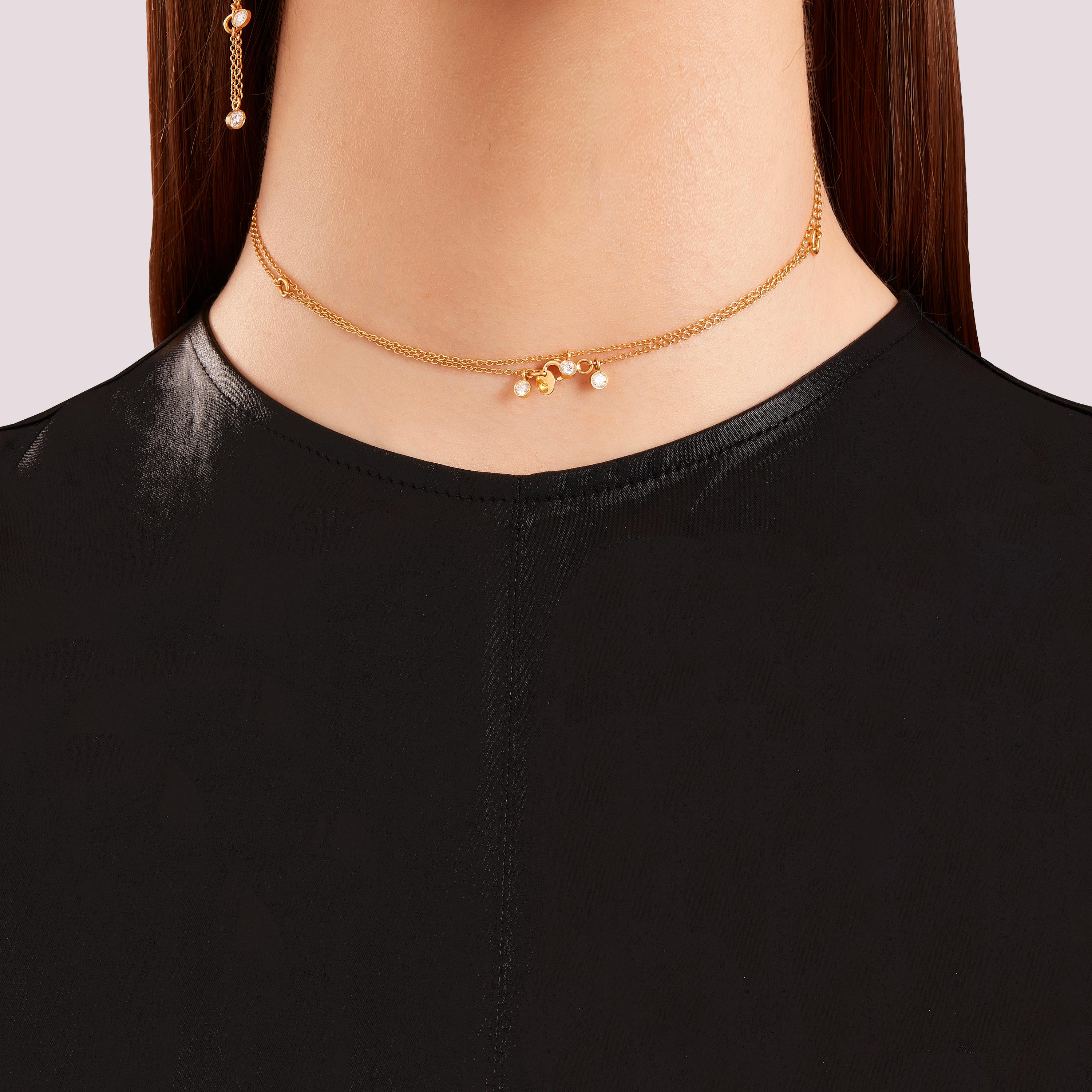 Nathalie Jean Contemporary 0.33 Carat Diamond Gold Pendant Multi-Strand Necklace For Sale 7