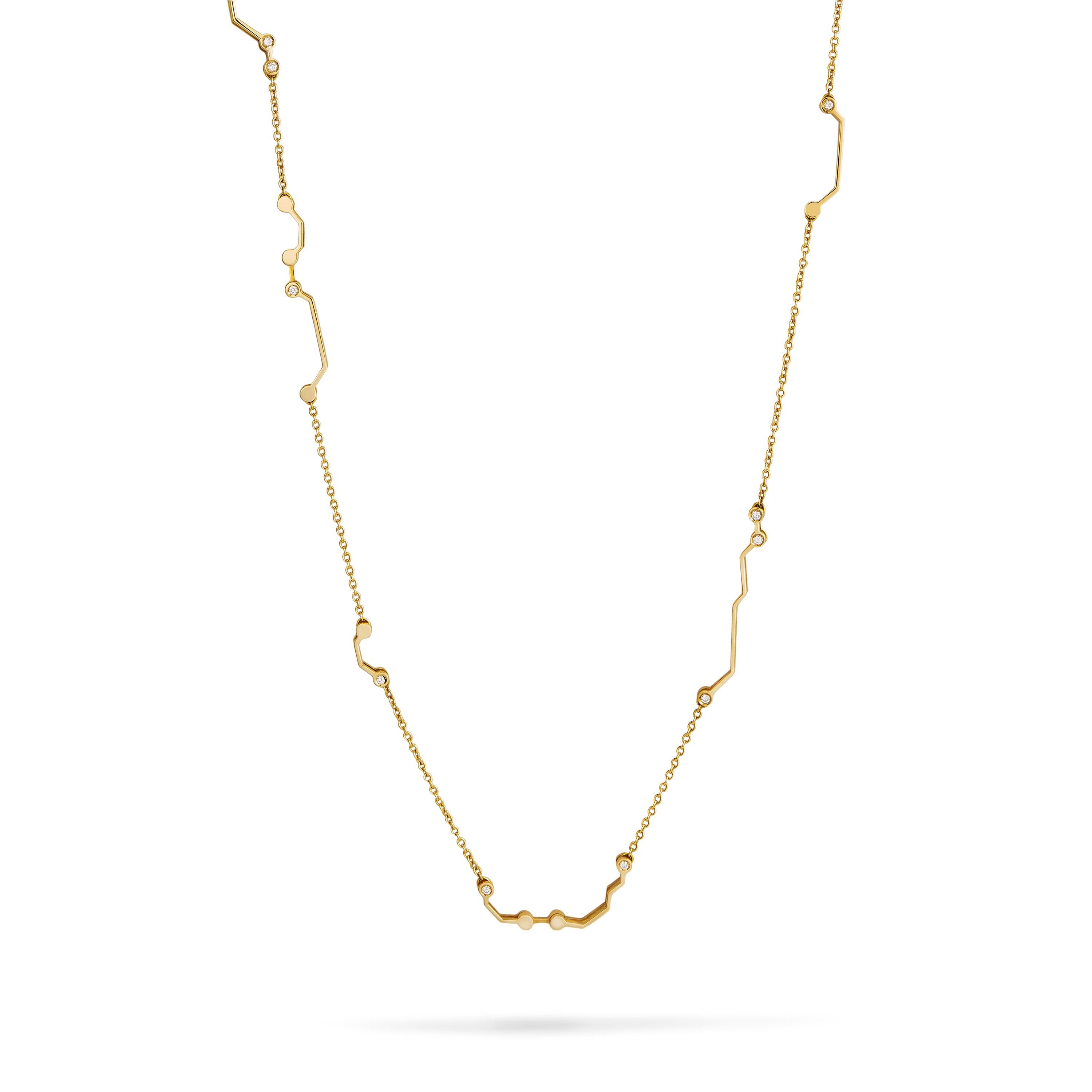 Nathalie Jean Contemporary 0.468 Carat Diamond Yellow Gold Link Chain Necklace For Sale 1