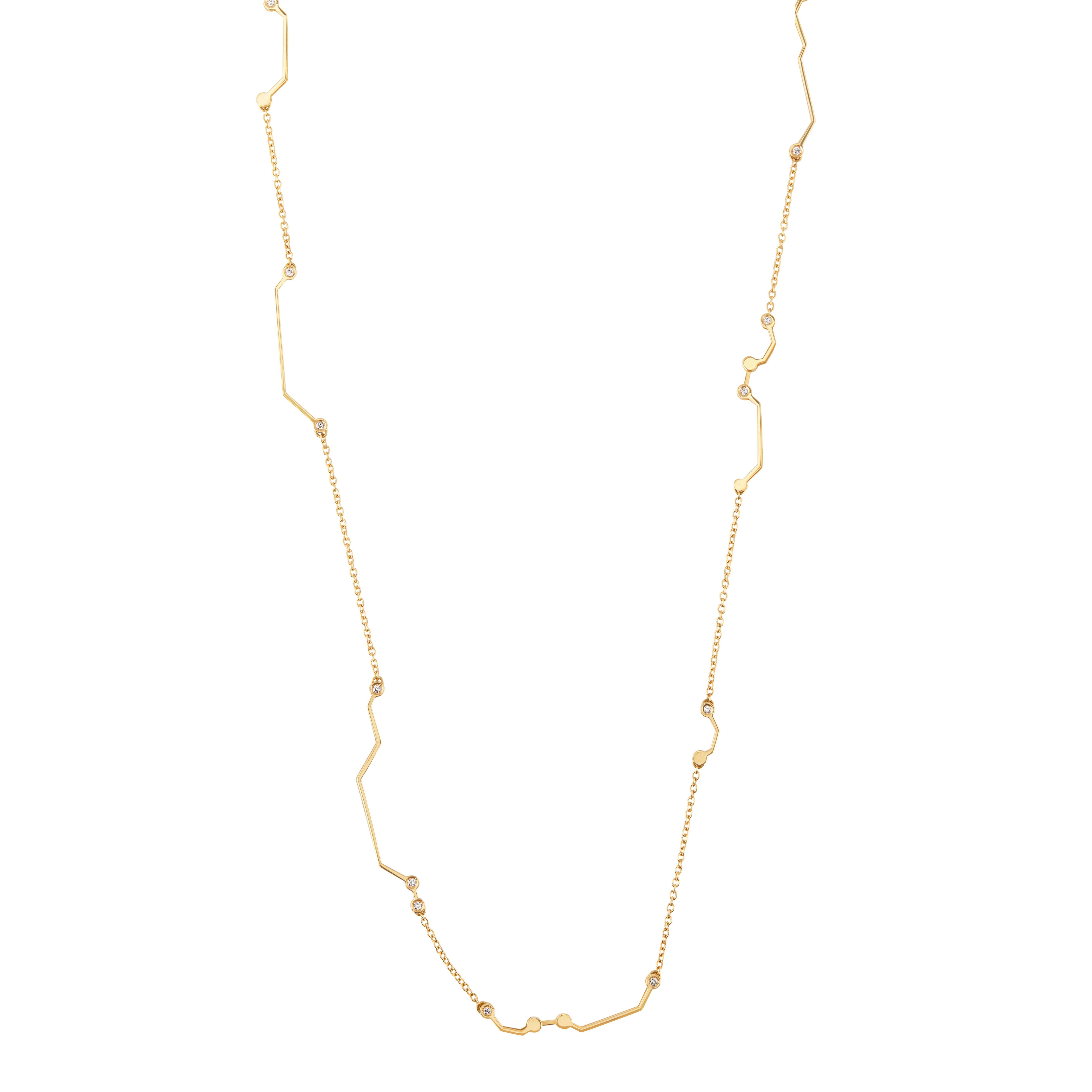 Round Cut Nathalie Jean Contemporary 0.468 Carat Diamond Yellow Gold Link Chain Necklace For Sale