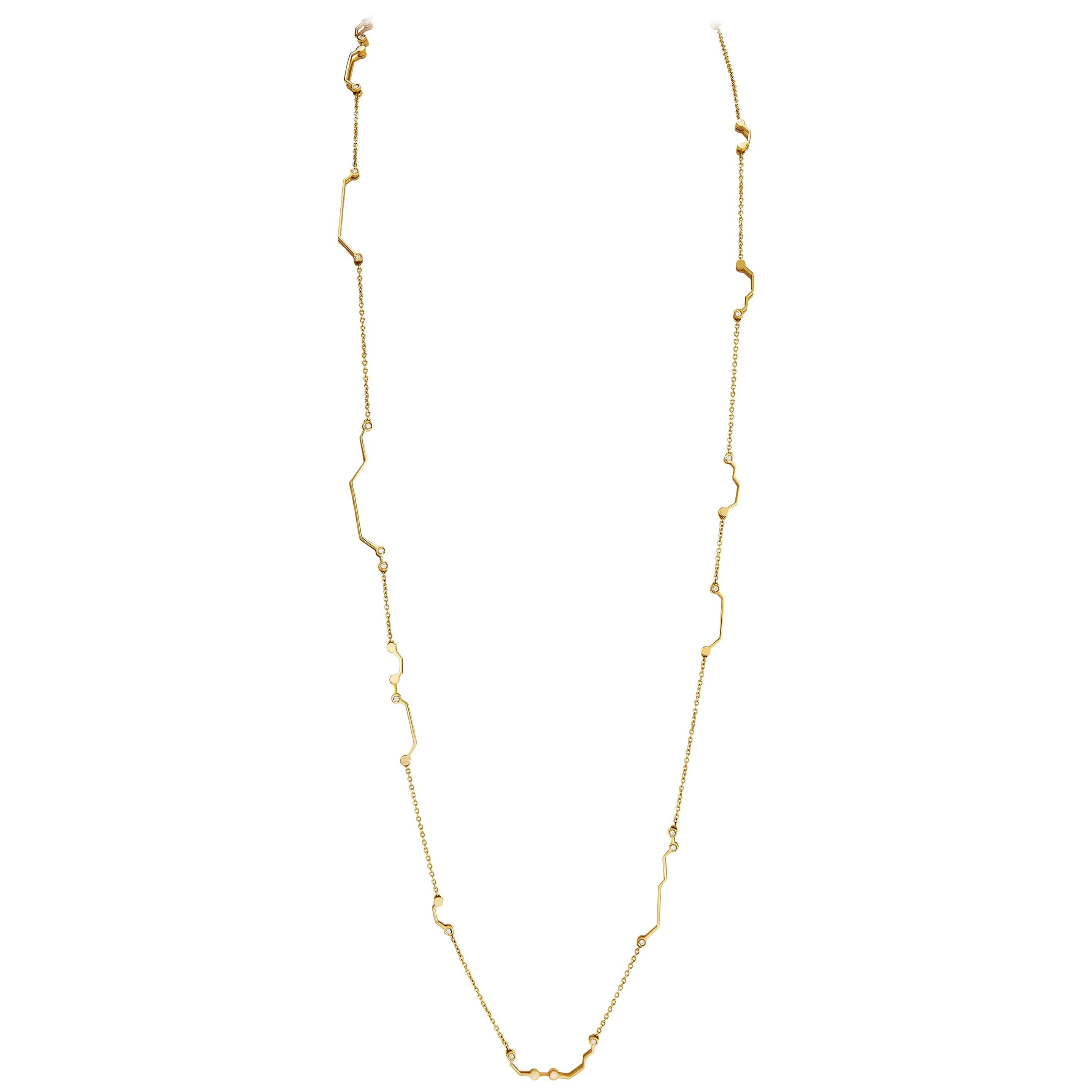 Women's or Men's Nathalie Jean Contemporary 0.468 Carat Diamond Yellow Gold Link Chain Necklace For Sale