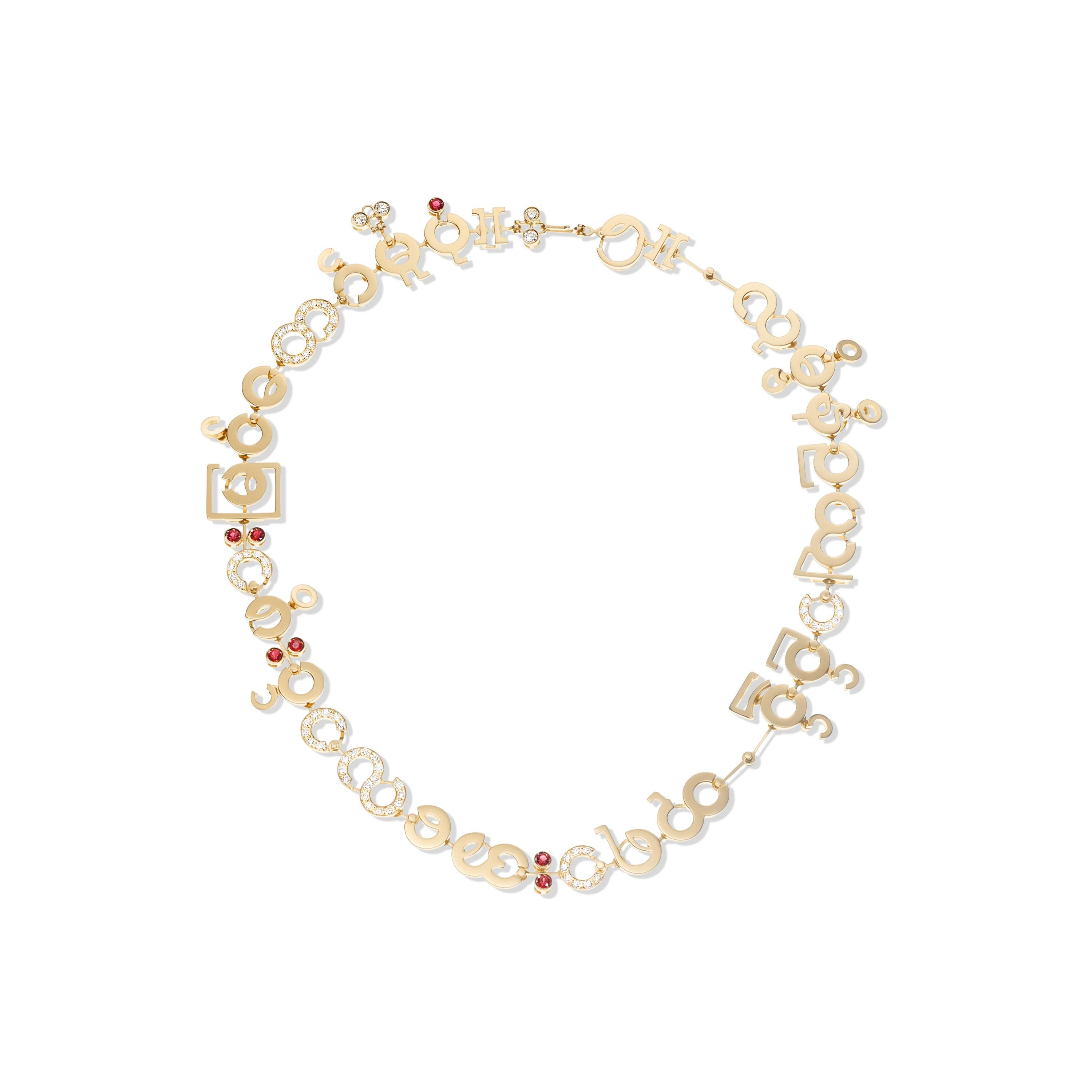 Contemporain Nathalie Jean Contemporary 1.75 Carat Diamond Ruby Gold Chain Drop Necklace en vente