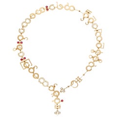 Nathalie Jean Contemporary 1.75 Carat Diamond Ruby Gold Chain Drop Necklace