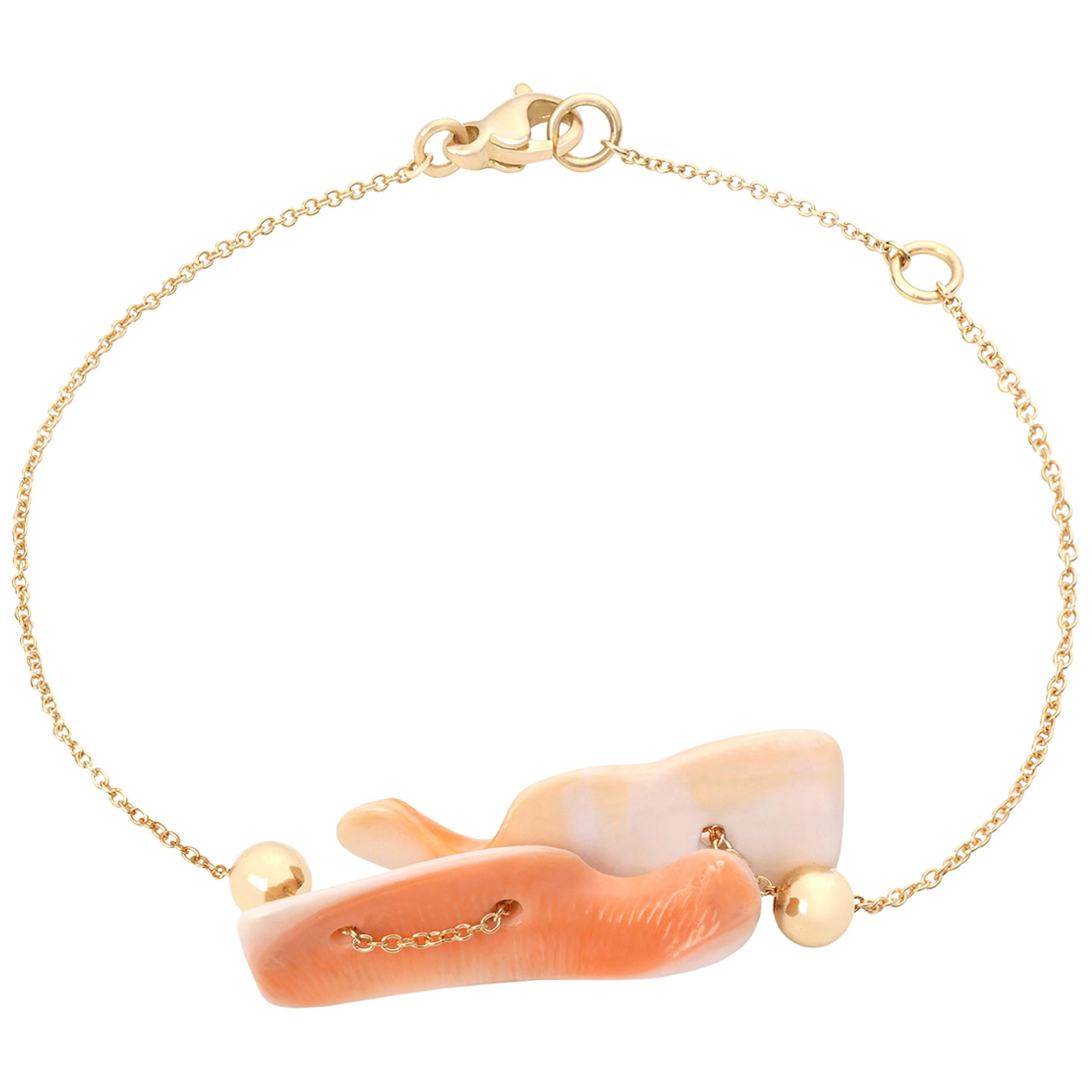 Nathalie Jean Contemporary Bracelet en or jaune 18 carats avec chaîne en forme de coquillage en vente