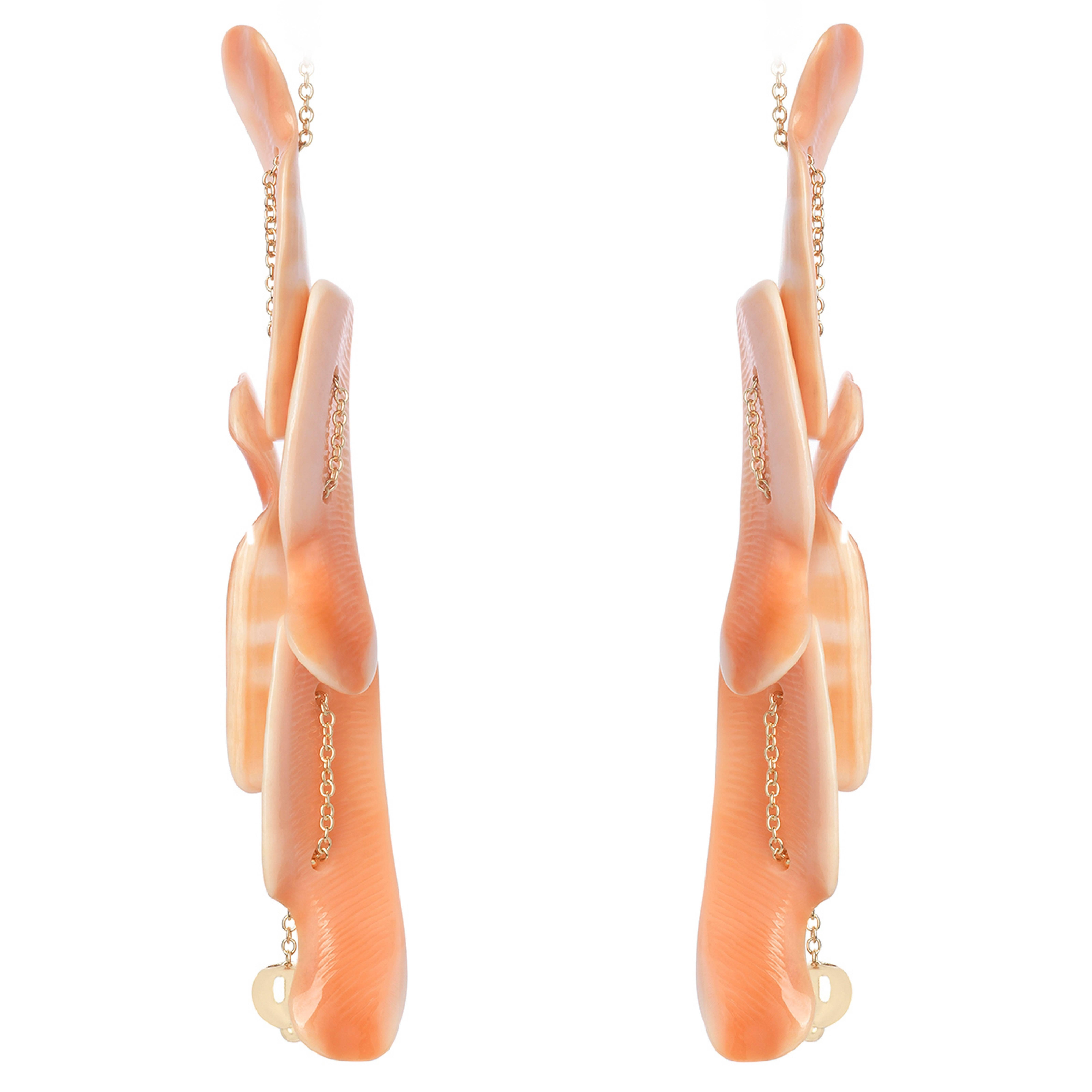 Nathalie Jean Contemporary 18 Karat Yellow Gold Shell Drop Dangle Earrings In New Condition For Sale In Milan, Lombardia