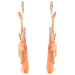 Nathalie Jean Contemporary 18 Karat Yellow Gold Shell Drop Dangle Earrings