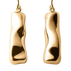 Nathalie Jean Contemporary 18k Gold Drop Dangle Sculpture Earrings