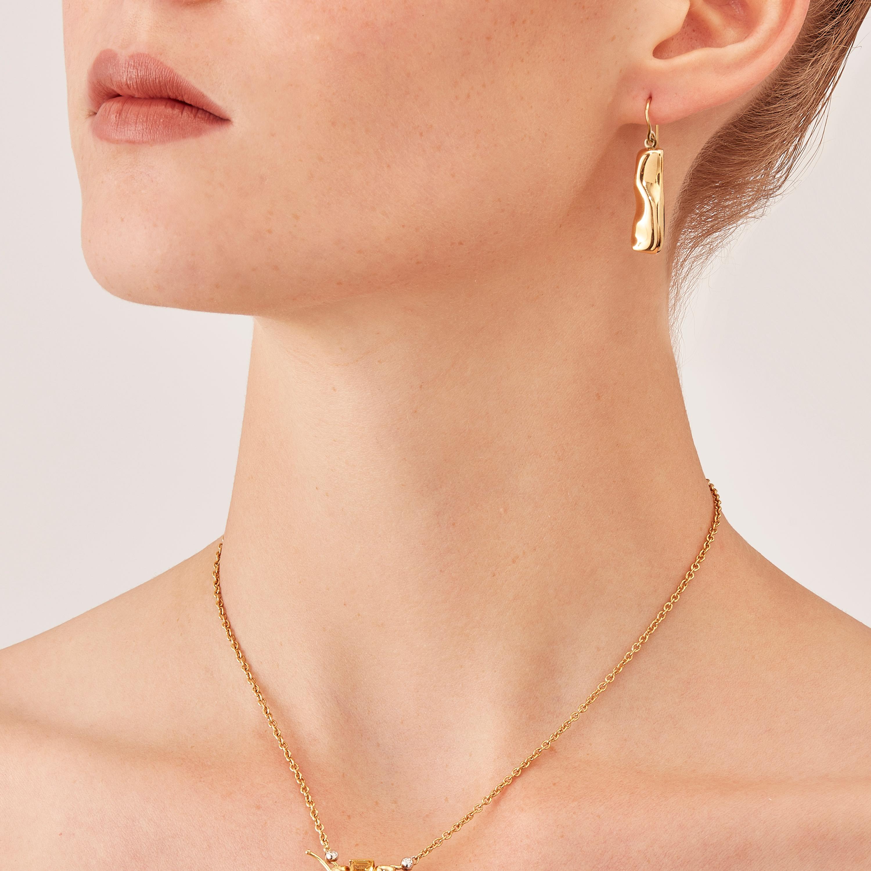 Nathalie Jean Contemporary 18k Gold Drop Dangle Sculpture Earrings For Sale 1