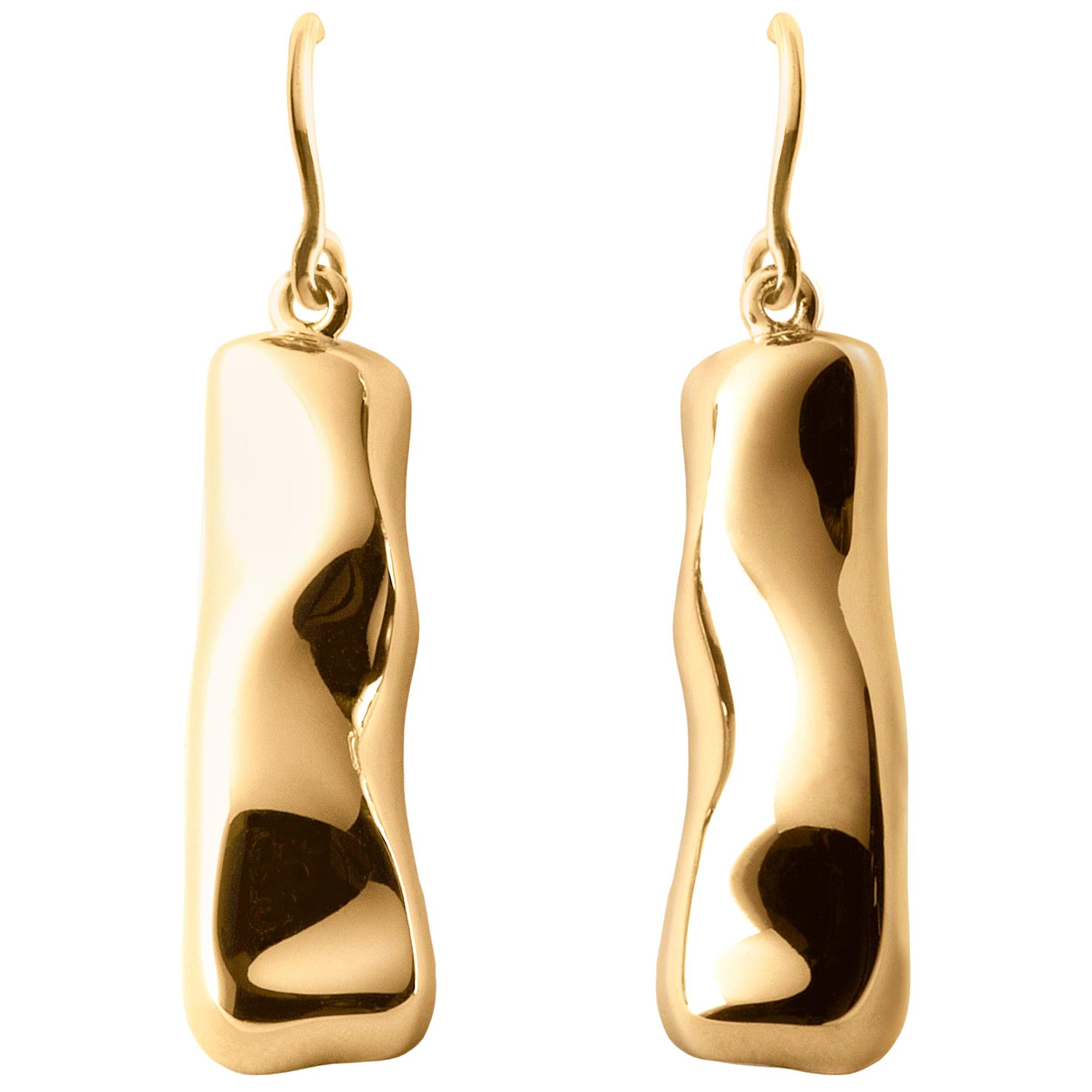Nathalie Jean Contemporary 18k Gold Drop Dangle Sculpture Earrings