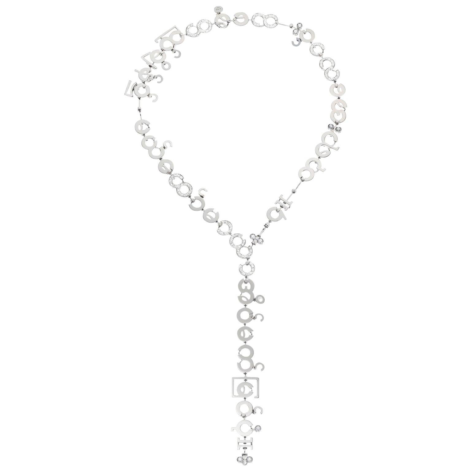 Nathalie Jean Contemporary 3,05 Karat Diamant 18k Weißgold Kette Drop Halskette