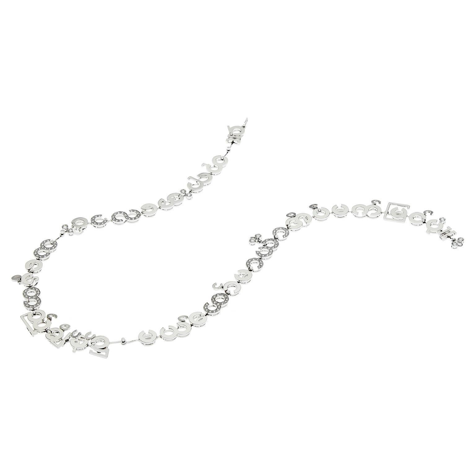 Nathalie Jean Contemporary 3.05 Carat Diamond White Gold Chain Drop Necklace For Sale 1
