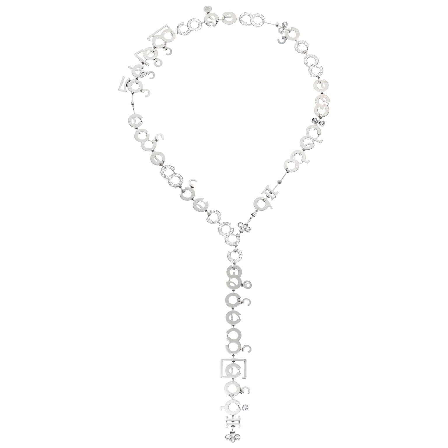 Nathalie Jean Contemporary 3.05 Carat Diamond White Gold Chain Drop Necklace