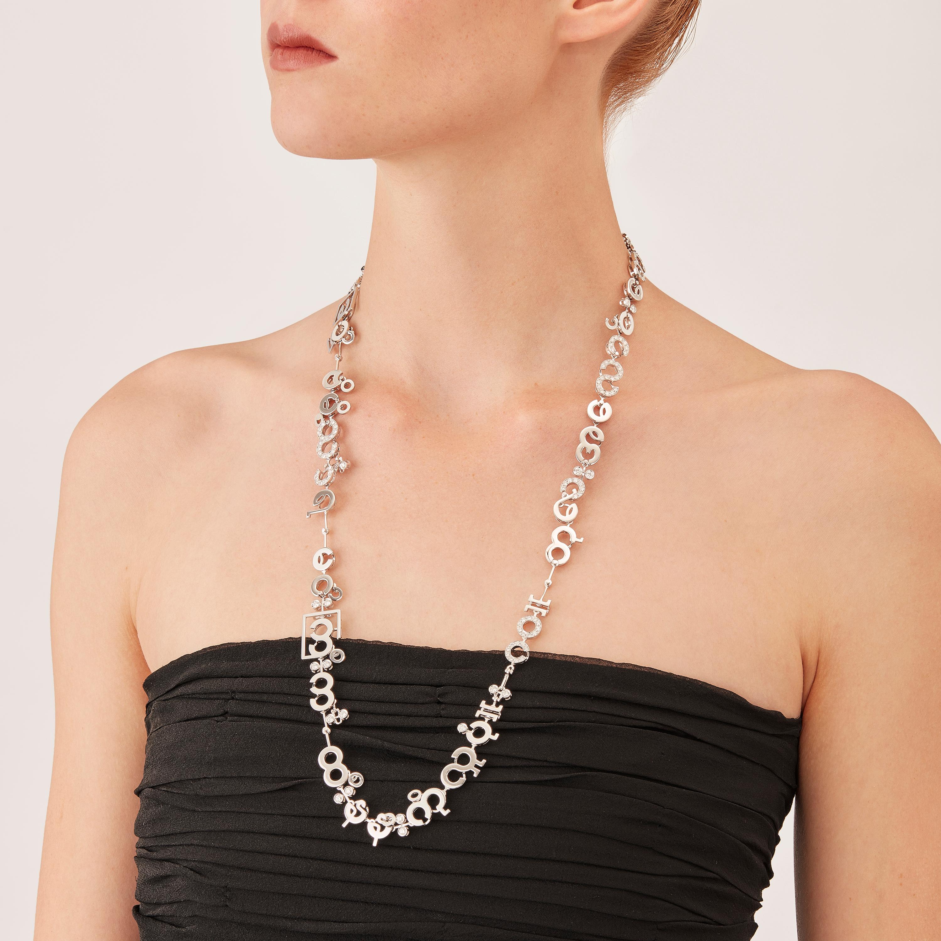 Nathalie Jean Contemporary 4.85 Carat Diamond 18k White Gold Chain Drop Necklace In New Condition For Sale In Milan, Lombardia