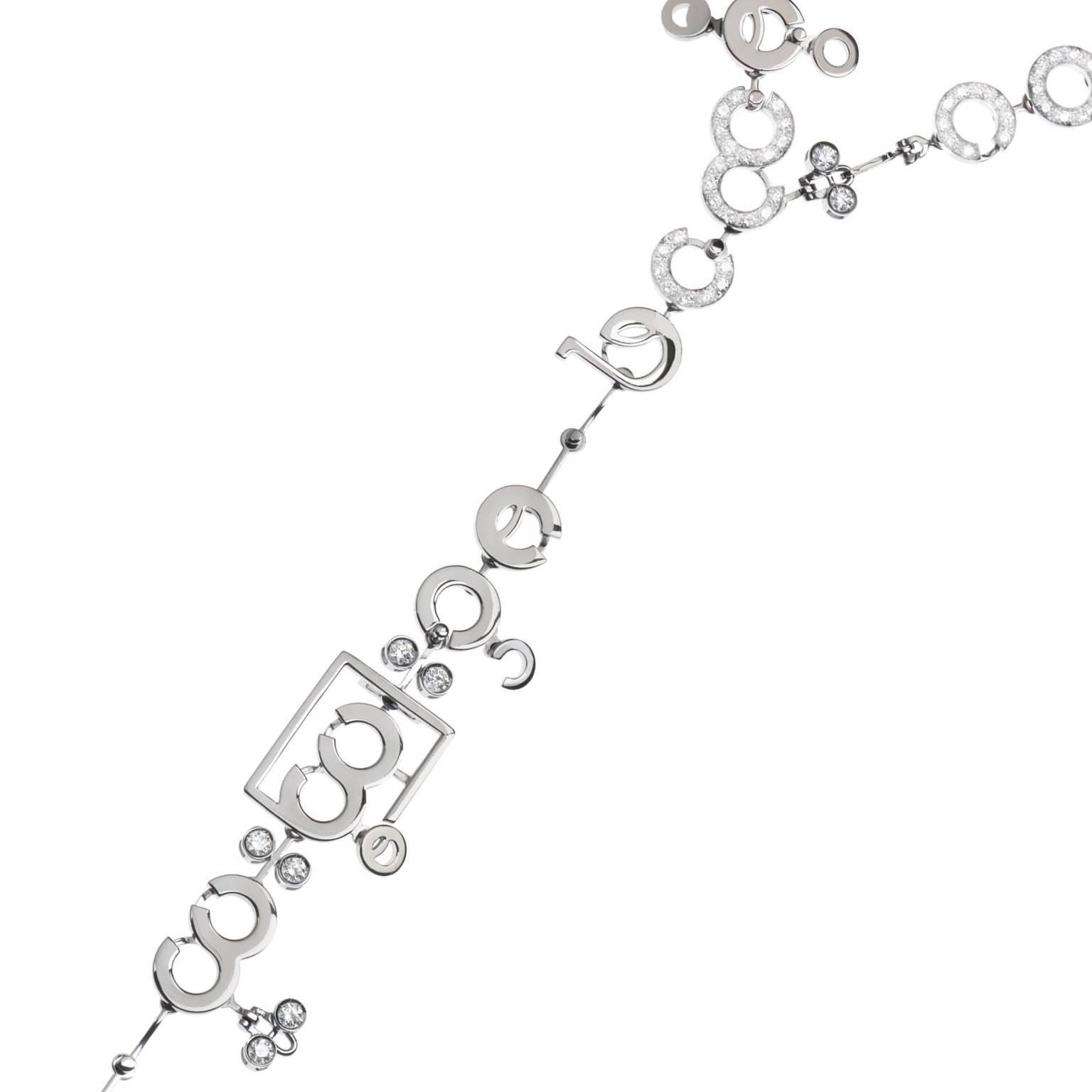 Nathalie Jean Contemporary 4.85 Carat Diamond 18k White Gold Chain Drop Necklace For Sale 1
