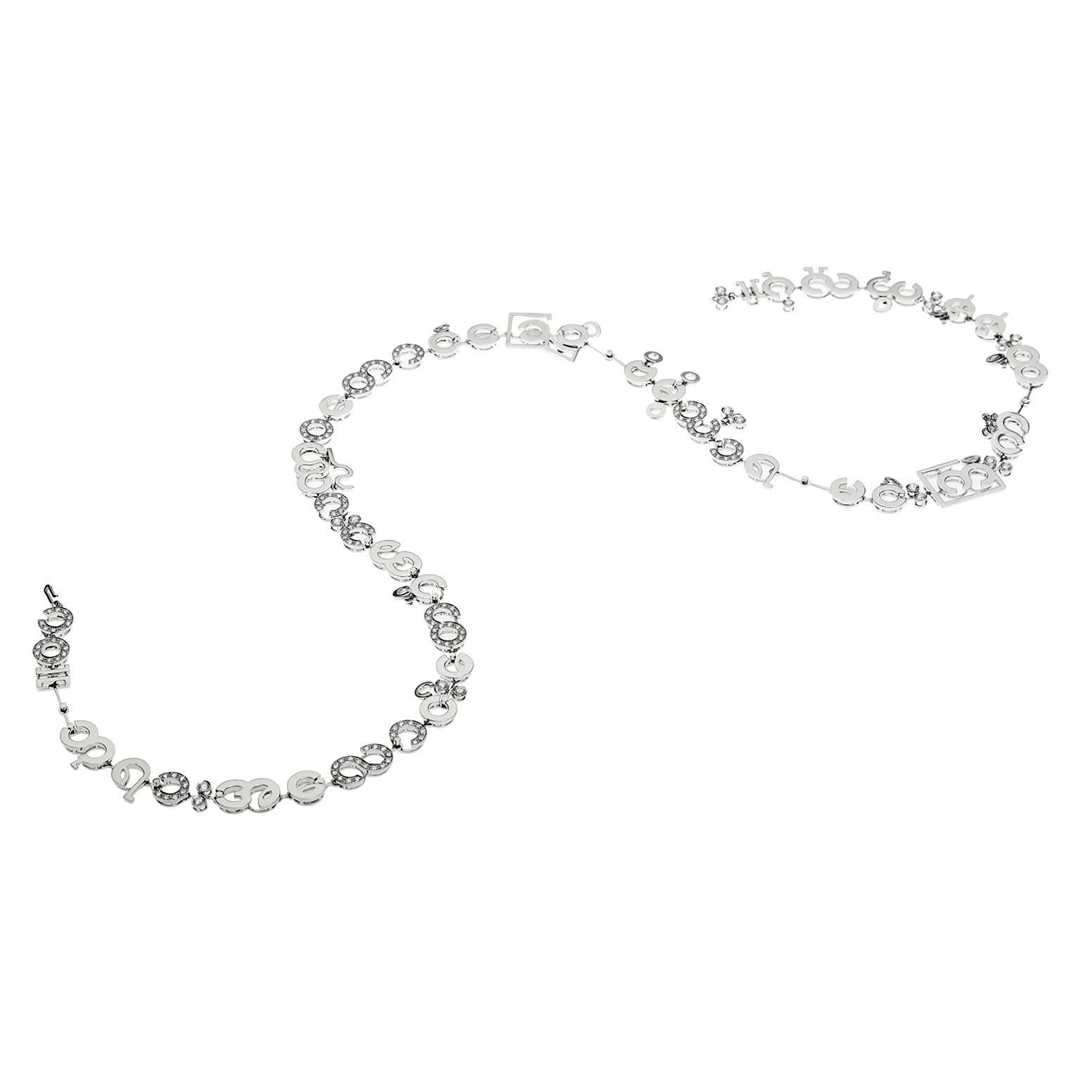 Nathalie Jean Contemporary 4.85 Carat Diamond 18k White Gold Chain Drop Necklace For Sale 2