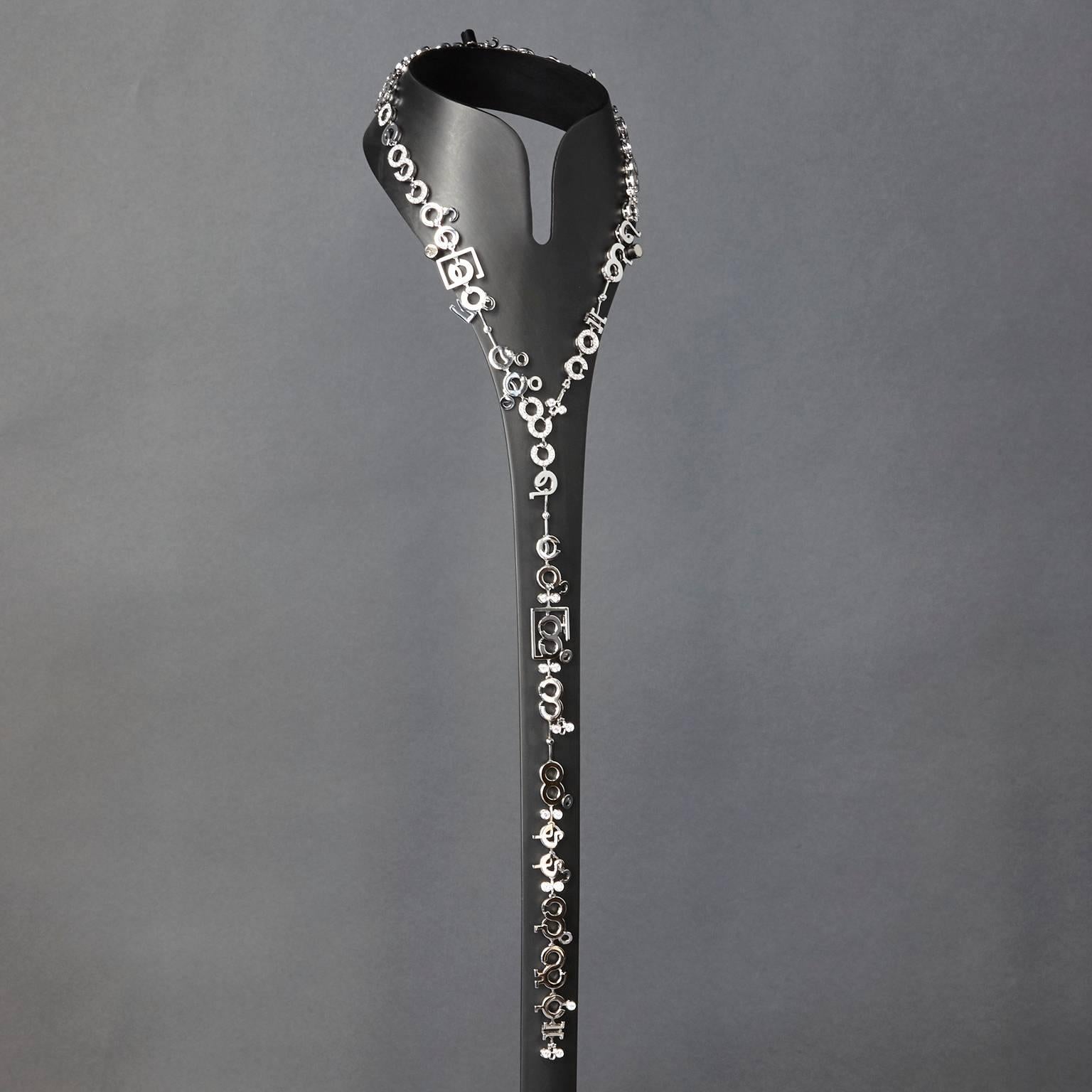 Nathalie Jean Contemporary 4.85 Carat Diamond 18k White Gold Chain Drop Necklace For Sale 4
