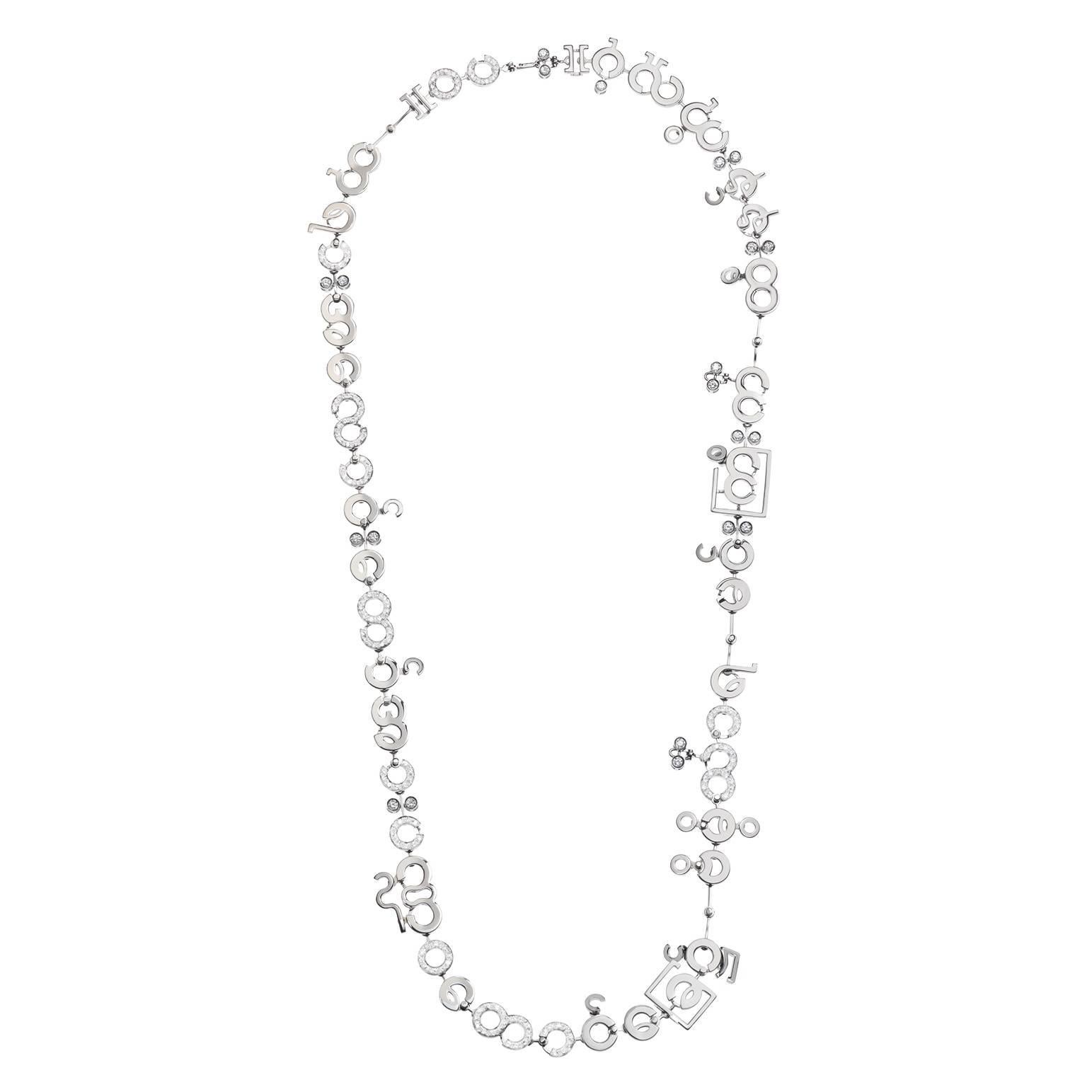 Women's or Men's Nathalie Jean Contemporary 4.85 Carat Diamond White Gold Chain Drop Necklace For Sale